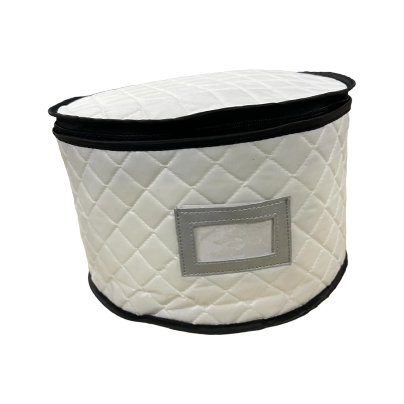 kowaku China Storage Container Cups Plate Bowl Storage Bag, with Protectors Round Hard Shell Case for Chinaware Saucers Stemware Beige M