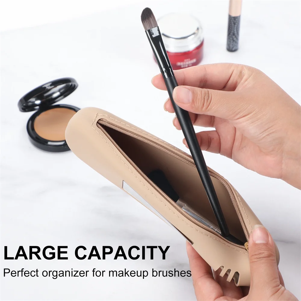 Multifunctional Cosmetic Bag Silicone Travel Cosmetic Brush Storage Bag Makeup Storage Box Powder Box