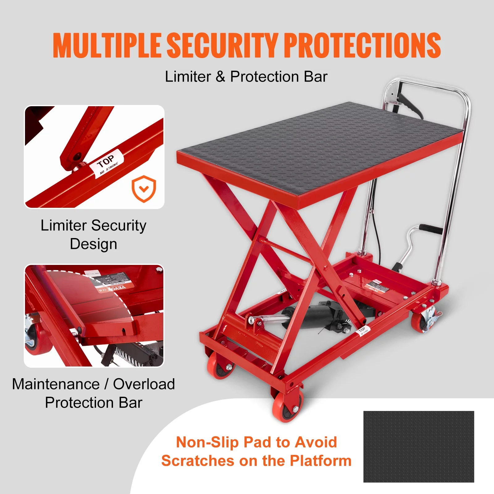 BENTISM Hydraulic Lift Table Cart 500 lbs Manual Scissor Lift Table 28.5