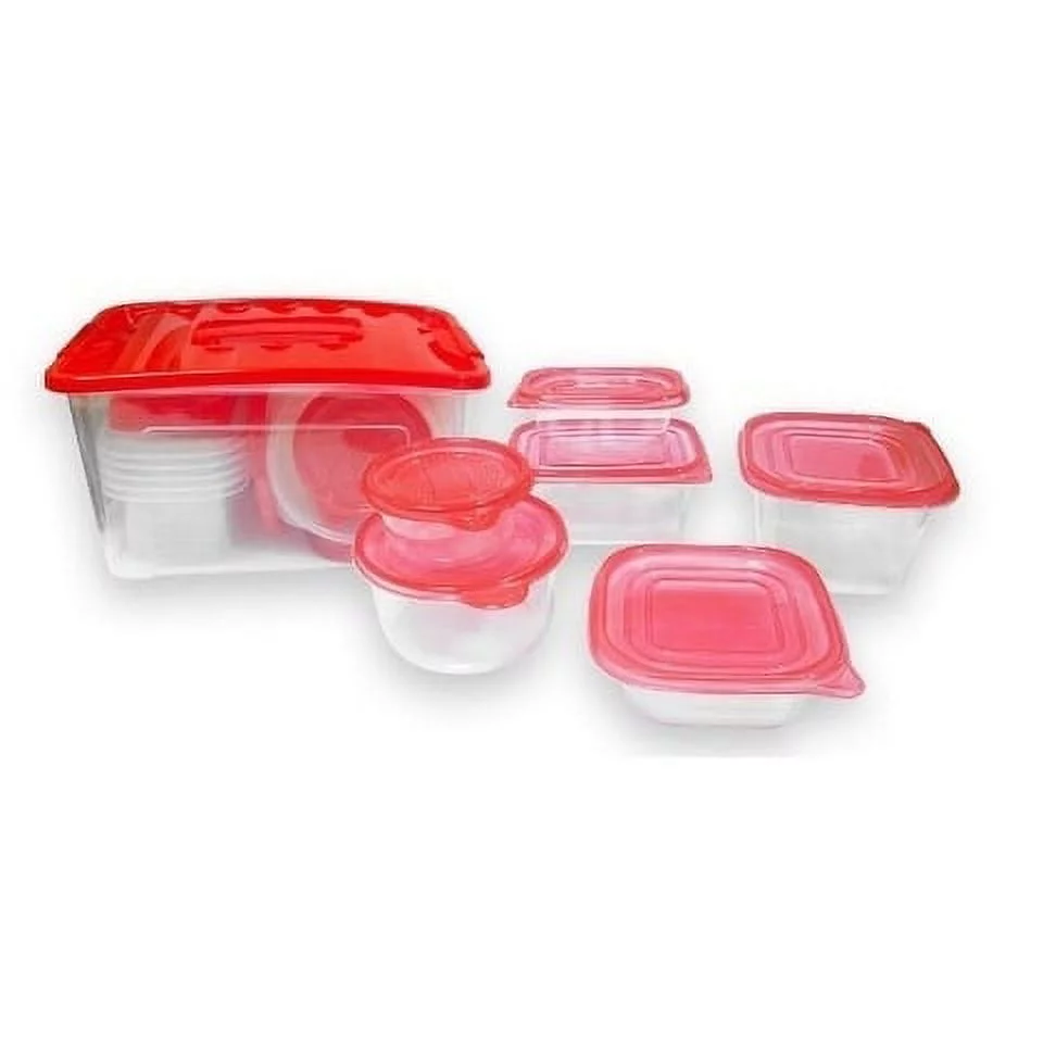 Imperial Home 58 Pcs. Plastic Food Container Set 29 Storage Container W Air Tight Lid Red