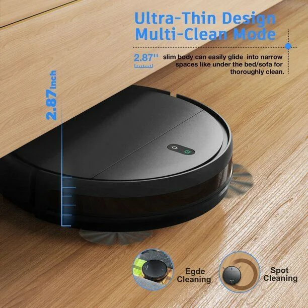 Open Box GTTVO Robot Vacuum Cleaner Mop 2 in 1 Mopping Robotic Vacuum Combo BR150 - Black