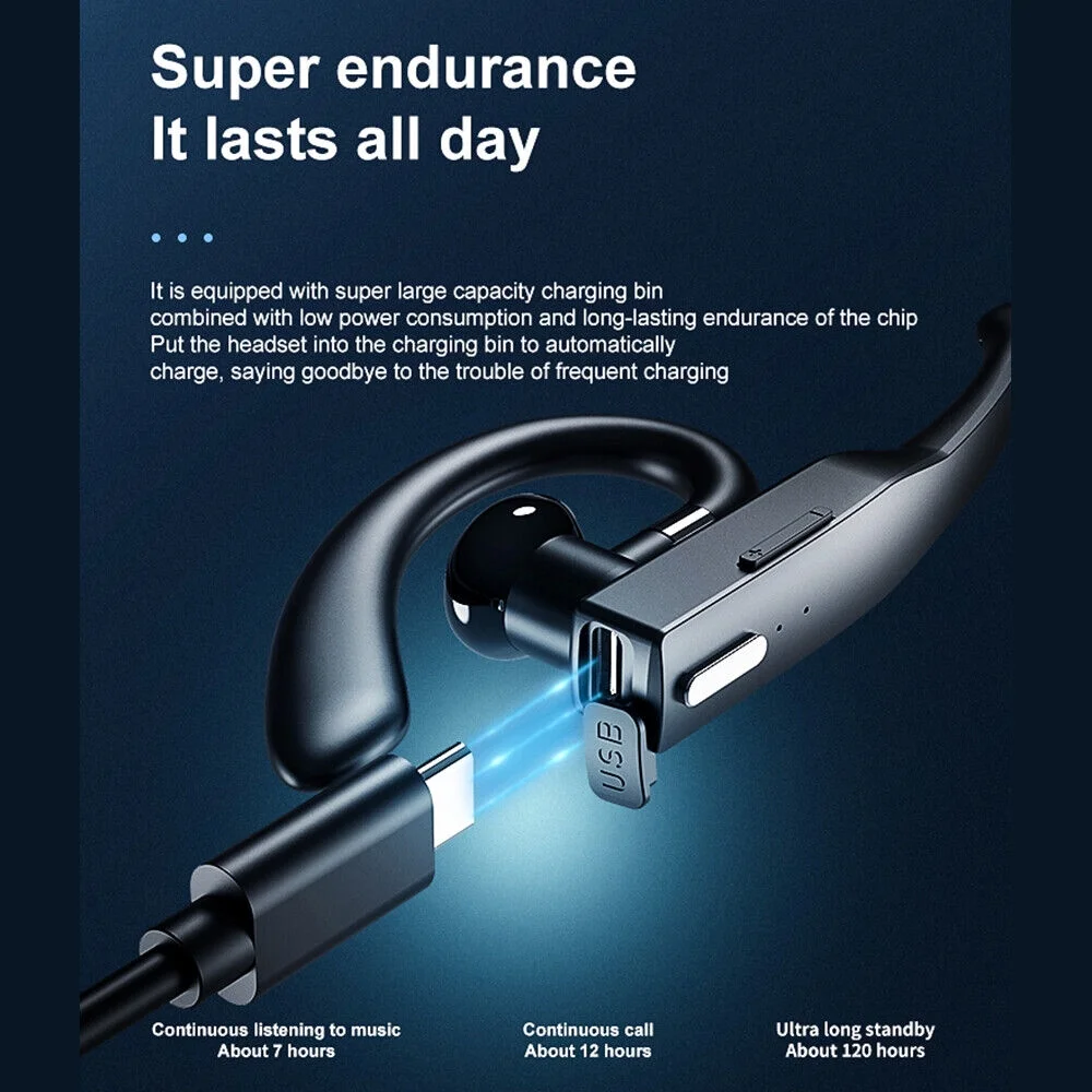 Bluetooth 5.0 Earpiece Dual Mic Earbud Noise Cancelling office Wireless Headset