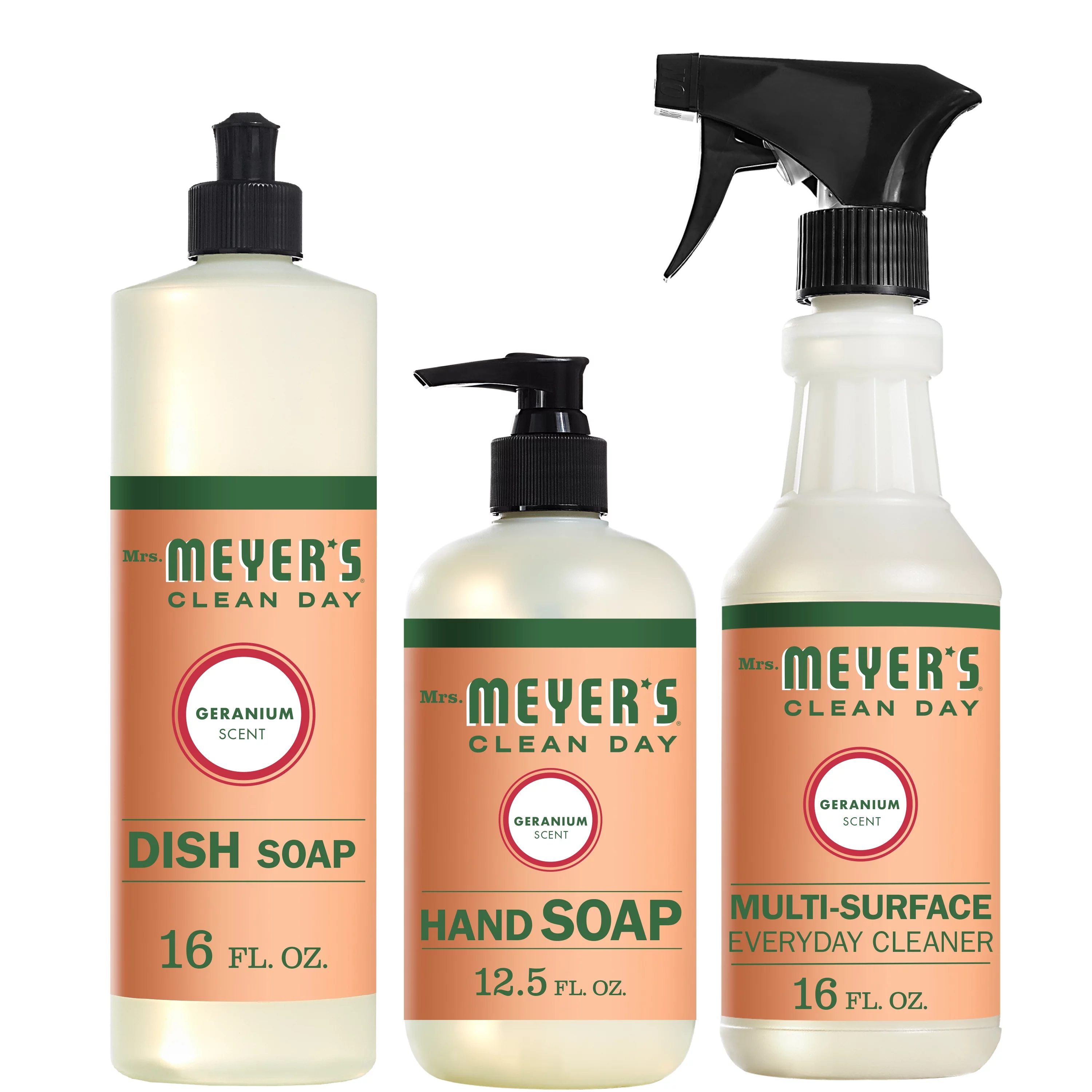 Mrs. Meyer’s Clean Day Kitchen Basics Set, Geranium Cleaning Supplies, 3 Count Pack