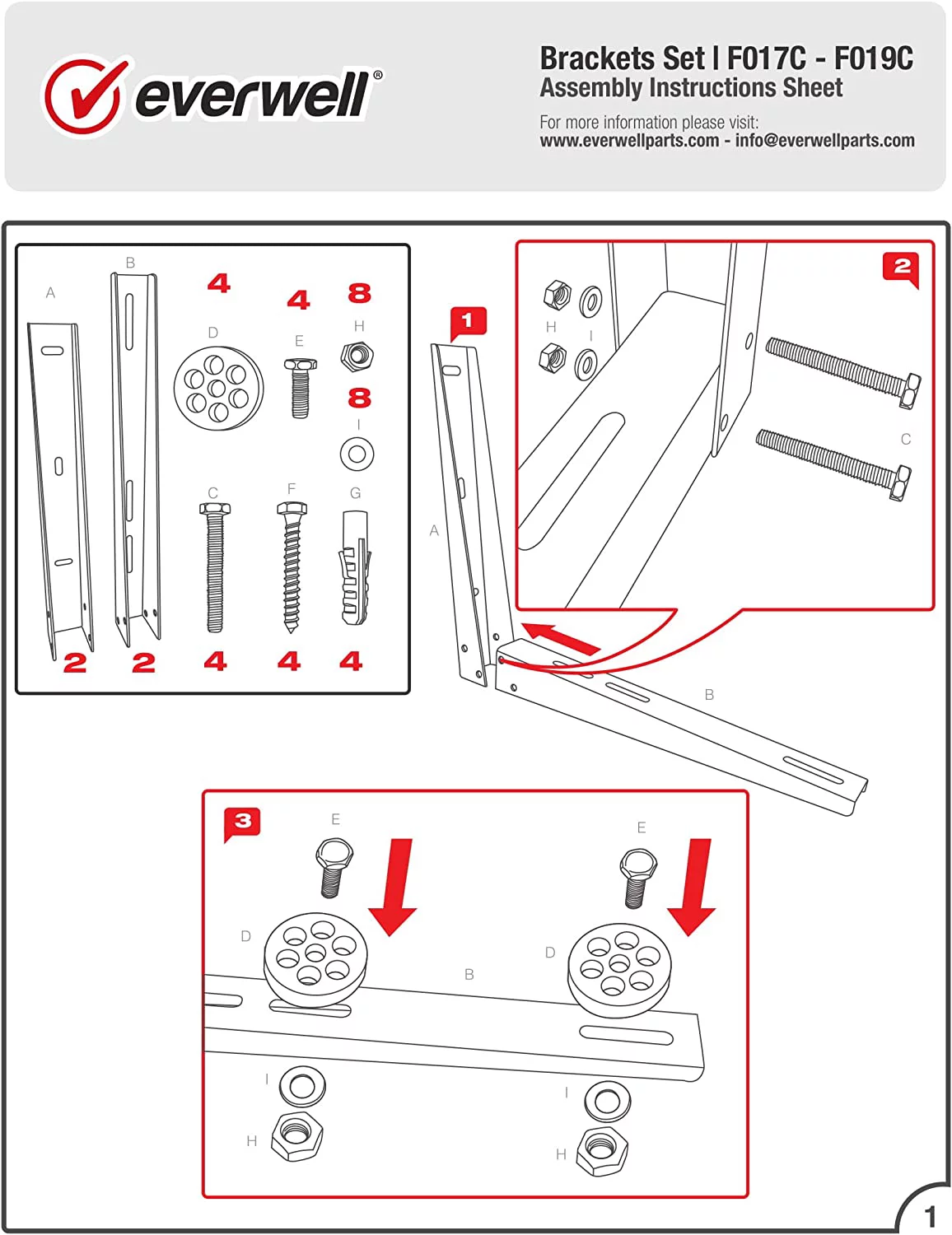 Everwell Wall Mounting Bracket for Mini Split Air Conditioner(9000-18000 Btu)