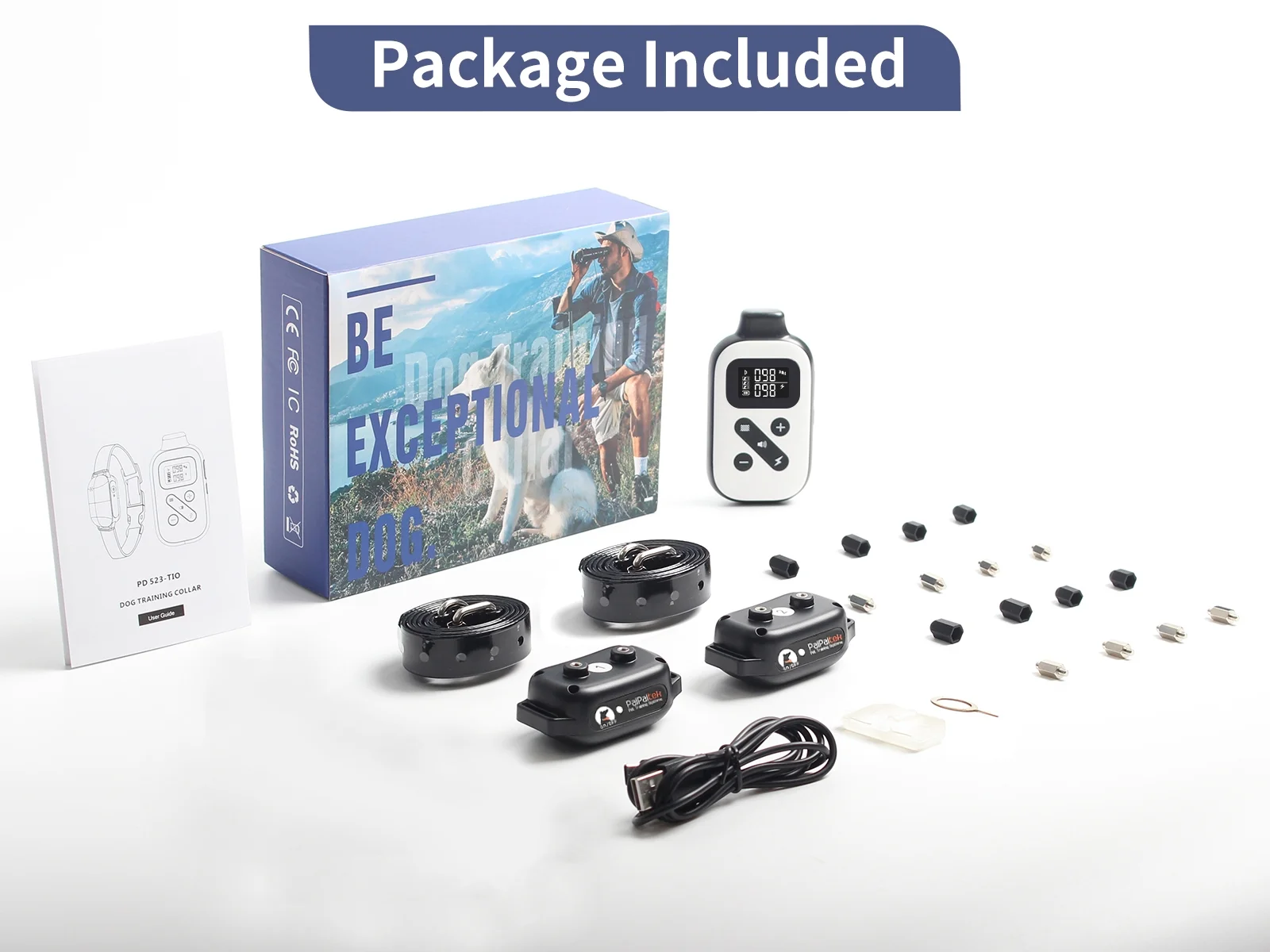 PaiPaitek Dog Training Collar For 2 Dogs,Shock Collar with Remote&Automatic Modes,Bark Collar with Beep,Vibration&Shock Modes