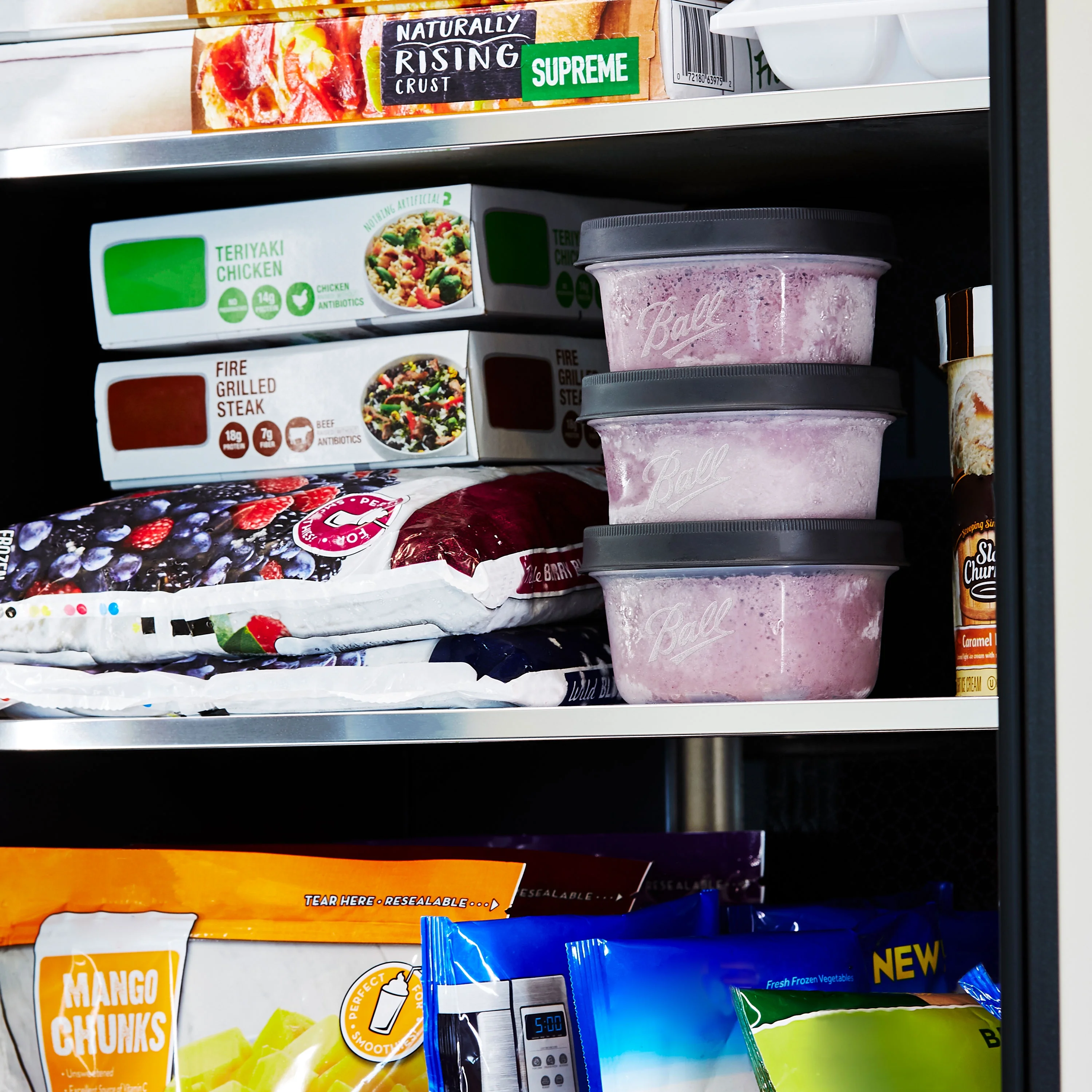 Ball, Freezer Jars, Plastic, Grey, 8 oz, 3 Count