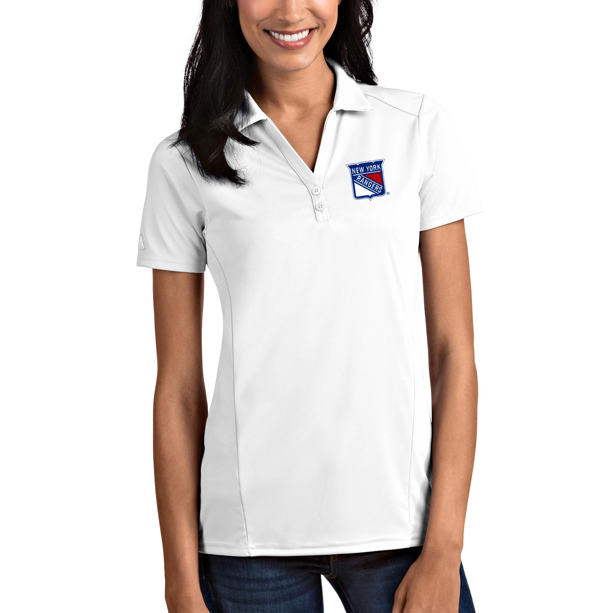 Women's Antigua White New York Rangers Tribute Polo