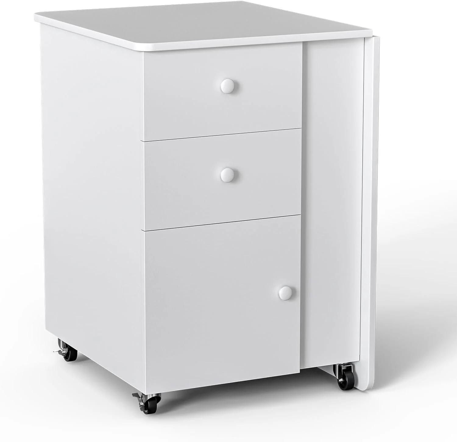 YiSHOP Foldable Manicure Table Nail Desk, Foldable Rolling Nail Table Station with Built-in Dust Collector, Adjustable Length, Wrist Pad & Lockable Rolling Wheels, Storage Desk for Nail Tech(Black)