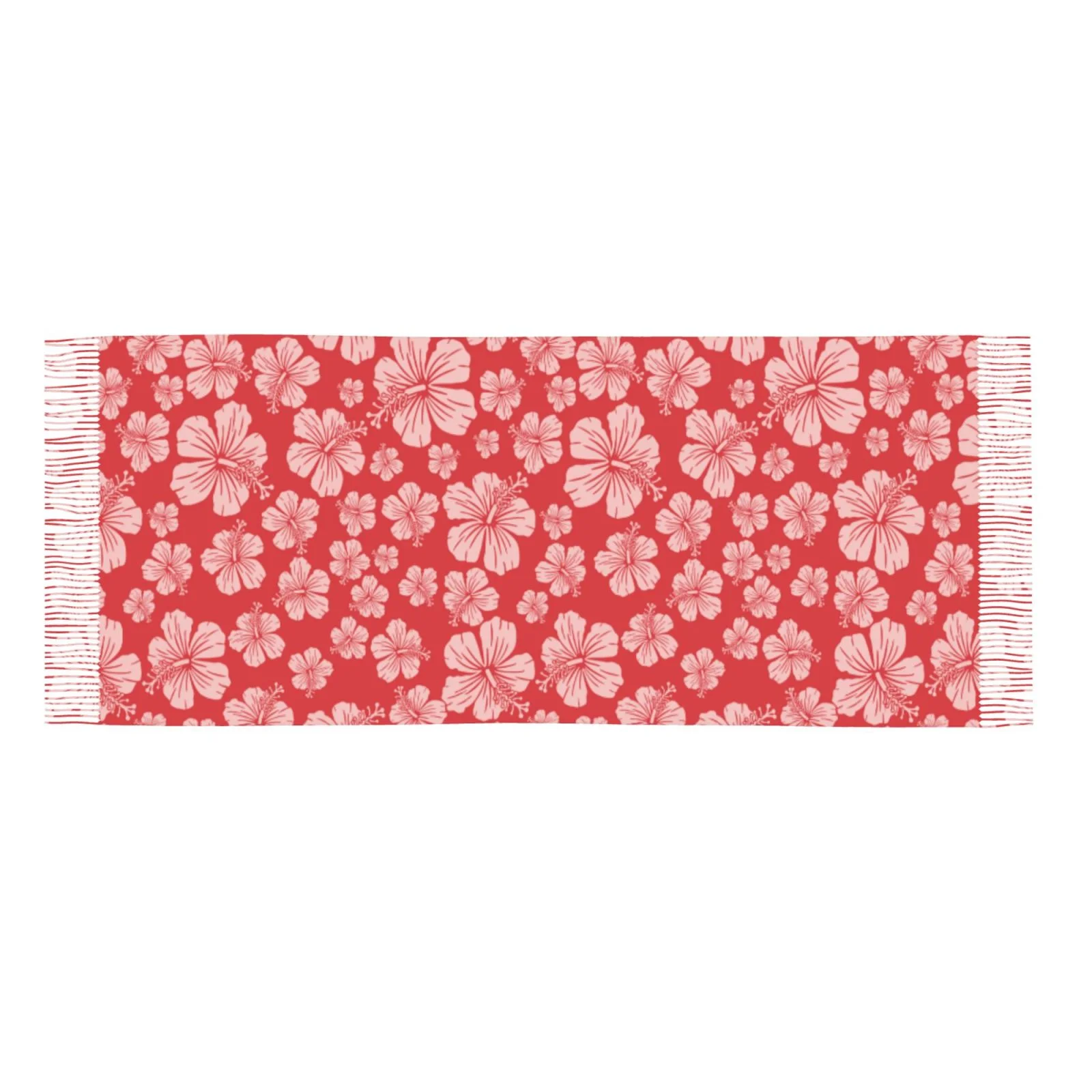 Ocsxa Scarf Shawl Wraps For Women Soft Cashmere Scarf Red Hibiscus Flower Printed Large Blanket Scarf