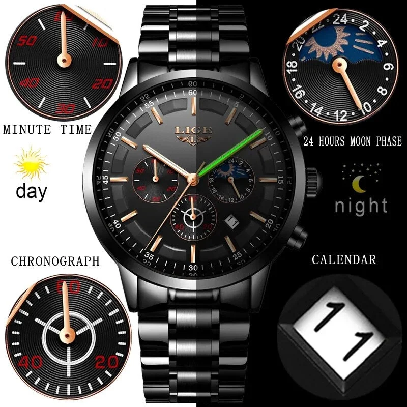 Relojes 2022 Watch Men LIGE Fashion Sport Quartz Clock Mens Watches Top Brand Luxury Business Waterproof Watch Relogio Masculino