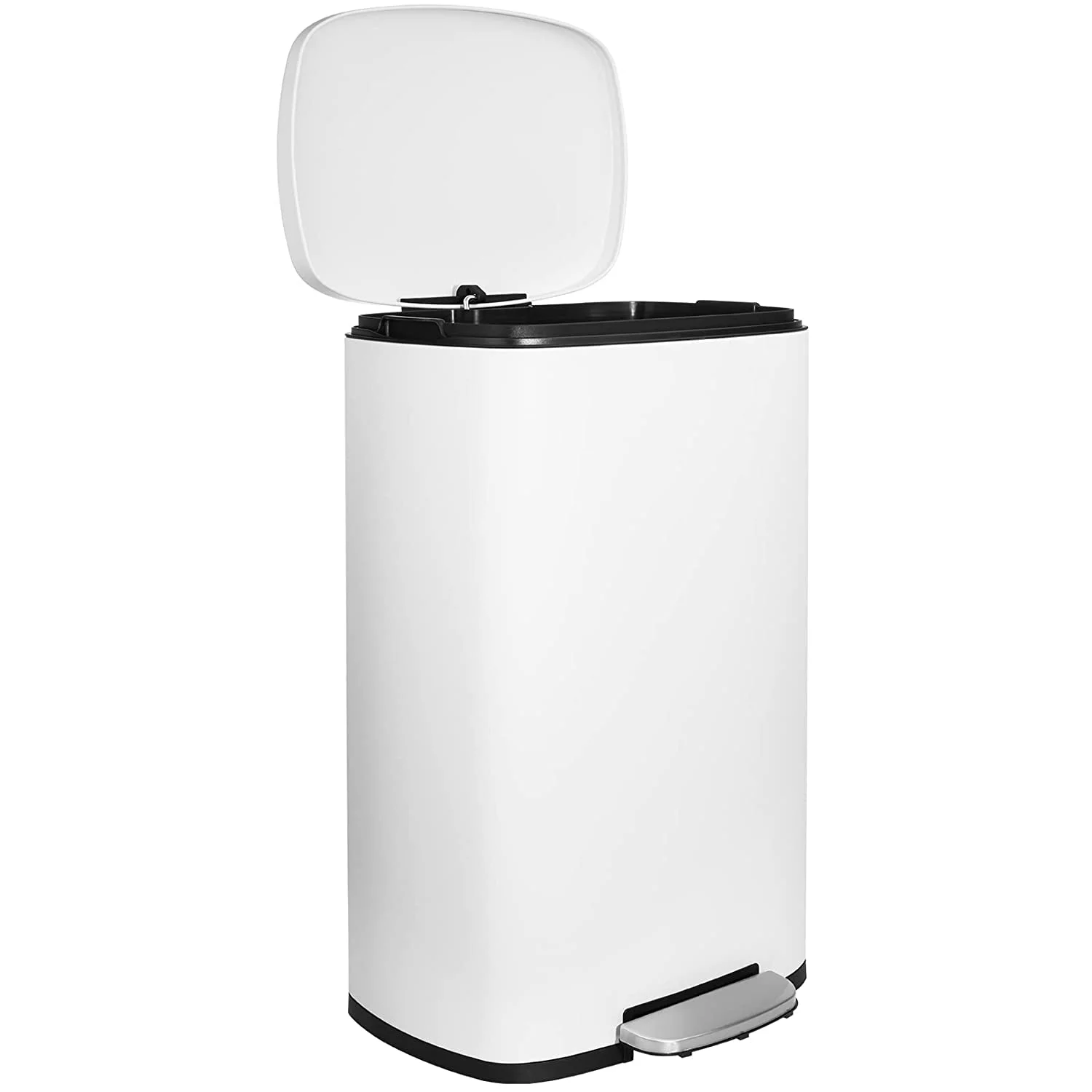 U-SHARE  13.2 Gallon Step Trash Can, Stainless Steel Garbage Bin, Soft-Close Rubbish Bin with Removable Plastic Inner Bucket, Fingerprint-Proof, Lid Dustbin, Suit for Kitchen Home (50L, White)