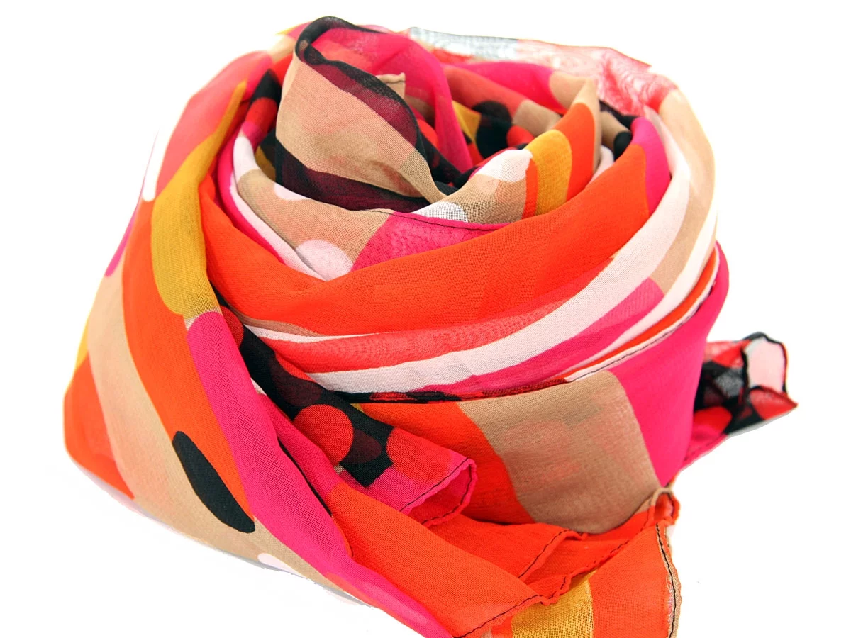 Women's Artistic Stripes & Dots Polyester Scarf Pink/Fuchsia Scarf Wrap 60 x 70 inches