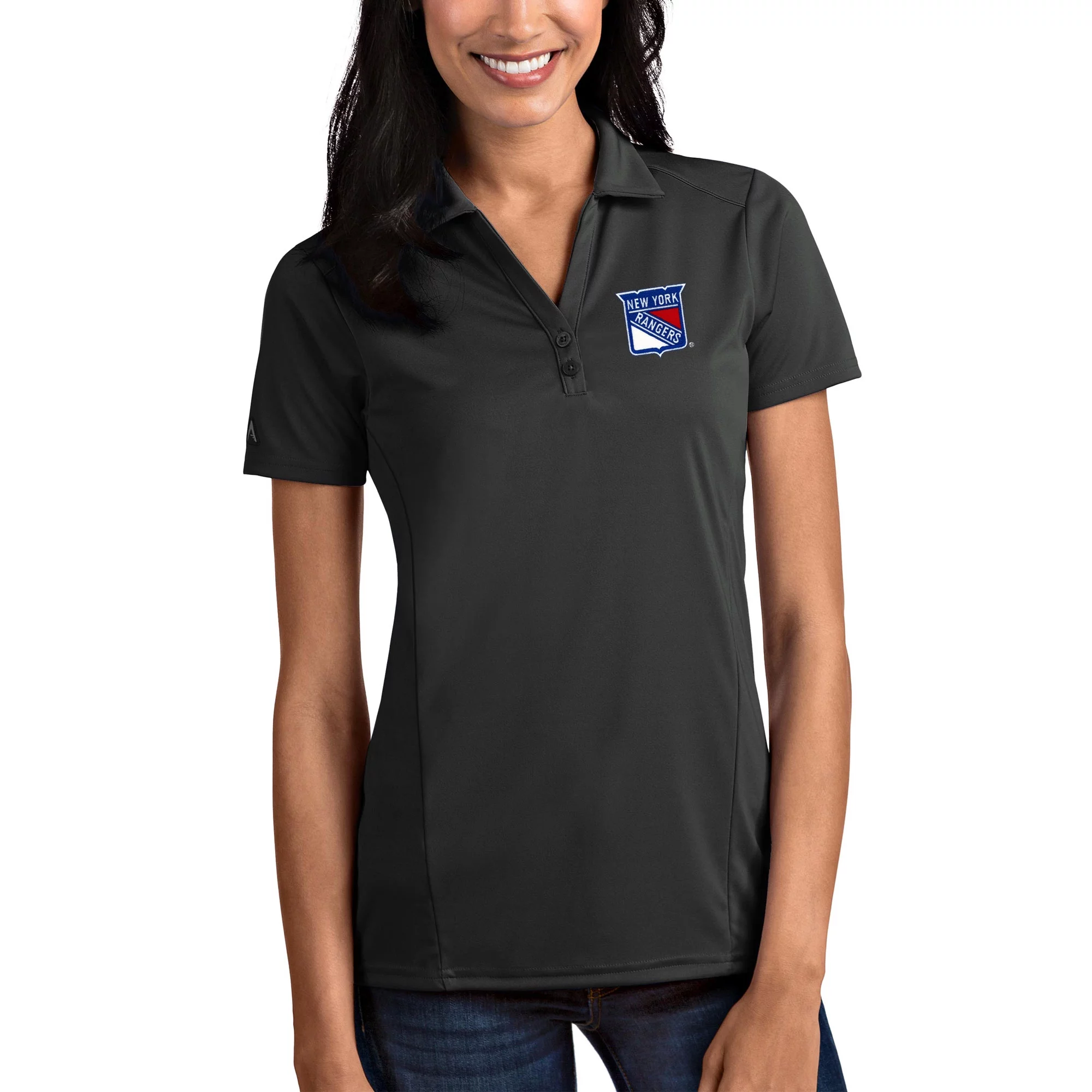 Women's Antigua Gray New York Rangers Tribute Polo