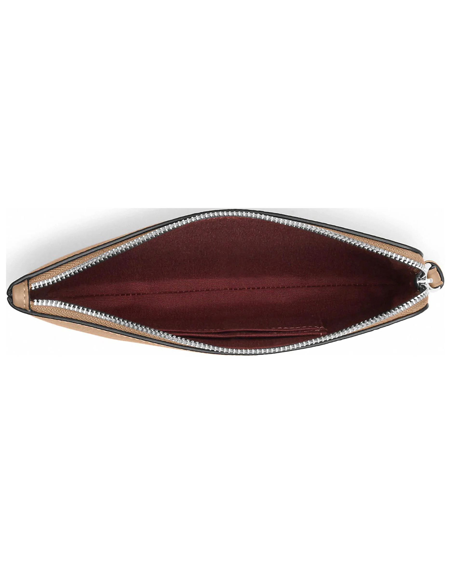 Coach Women's Large Corner Zip Leather Wristlet With Coach Heritage (Taupe)