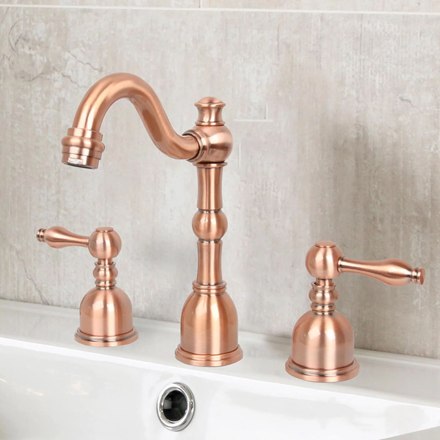 Akicon Widespread Two-handle Copper Bathroom Faucet Copper Copper Finish