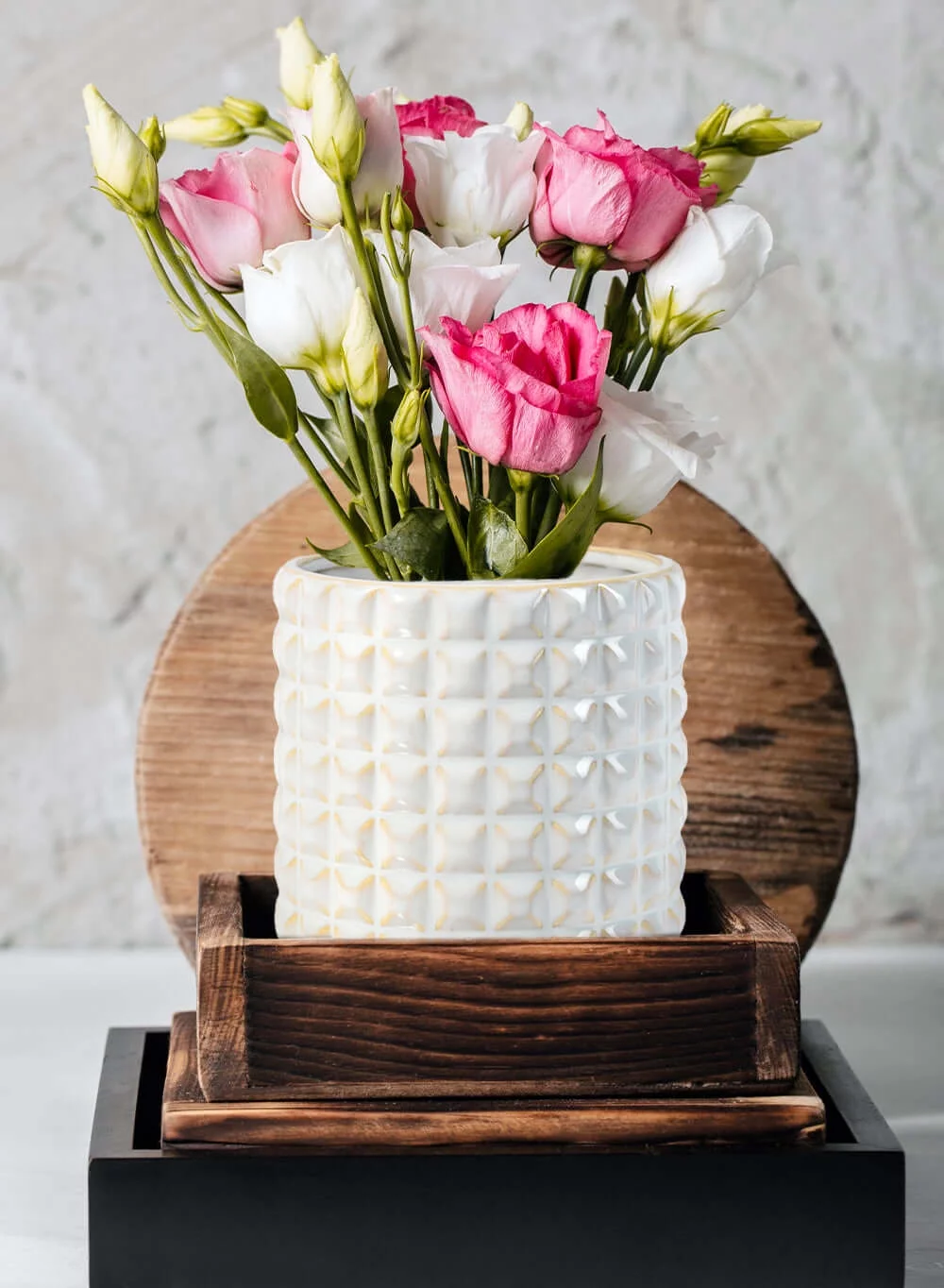 Serene Spaces Living Small White Studded Ceramic Vase, 5.75