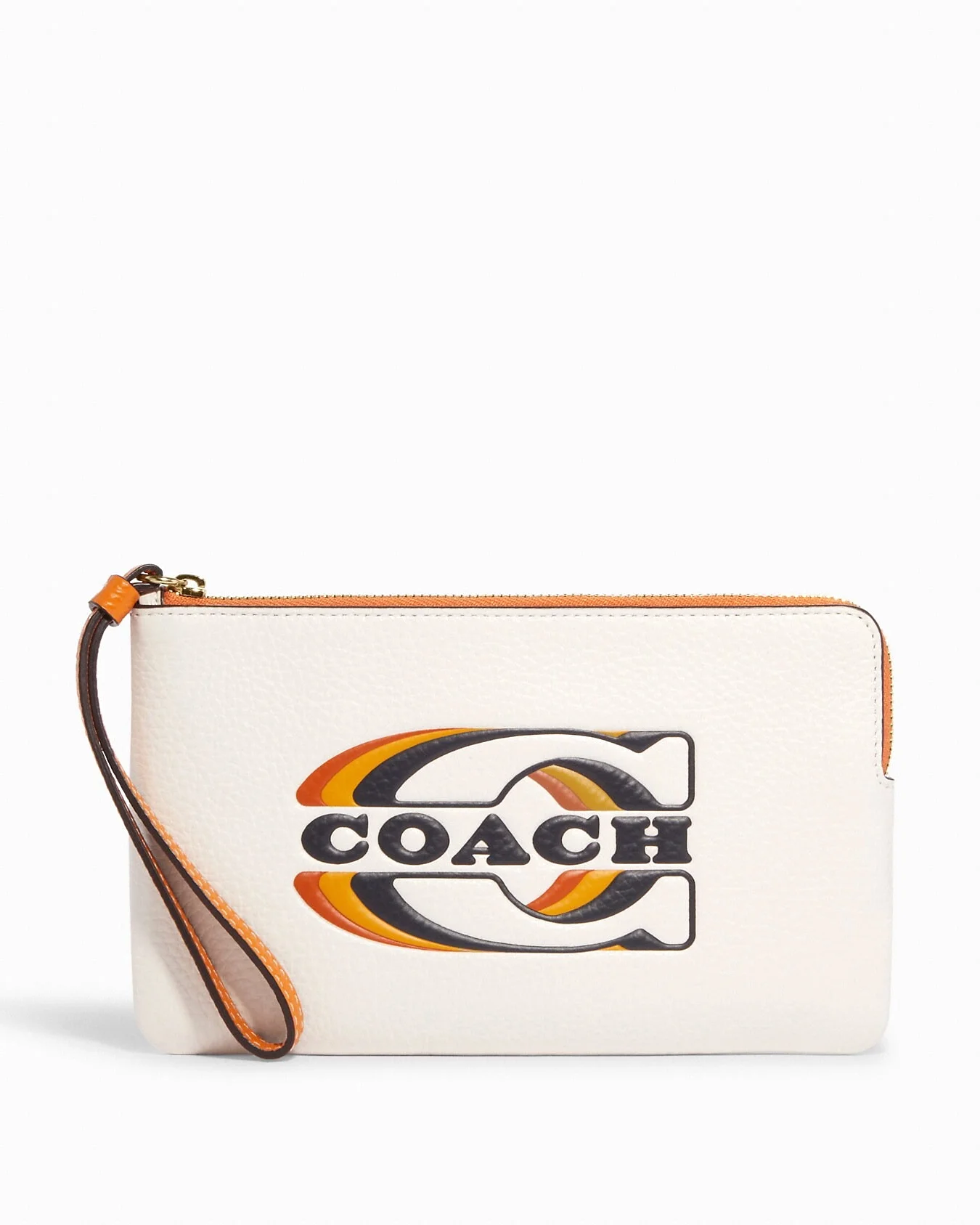 Large Corner Zip Wristlet With Coach Stamp (Khaki Chalk Multi)