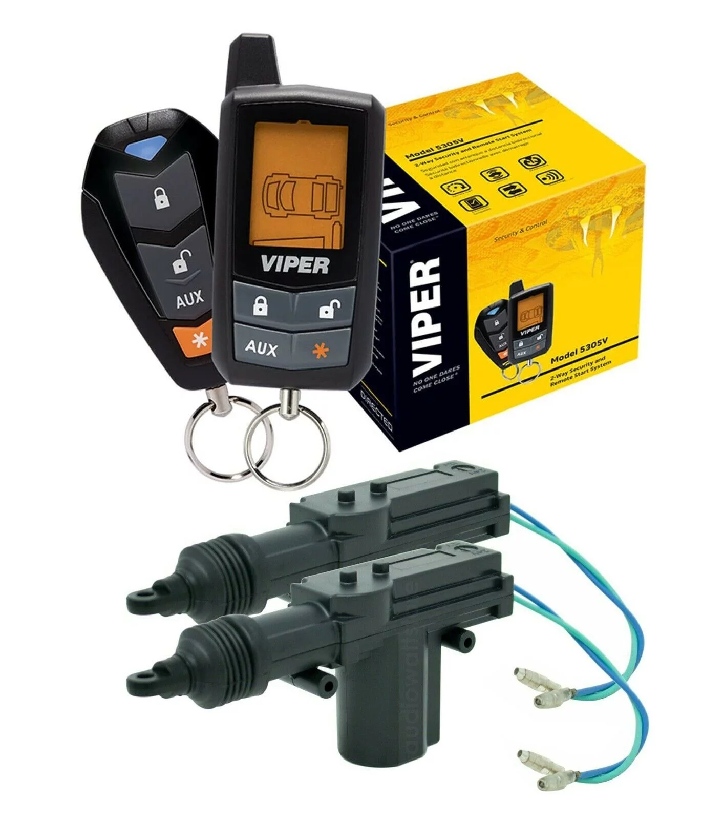 Viper 5305V LCD 2-Way Security Remote Start System + 2 PCS Universal Door Lock Bundle
