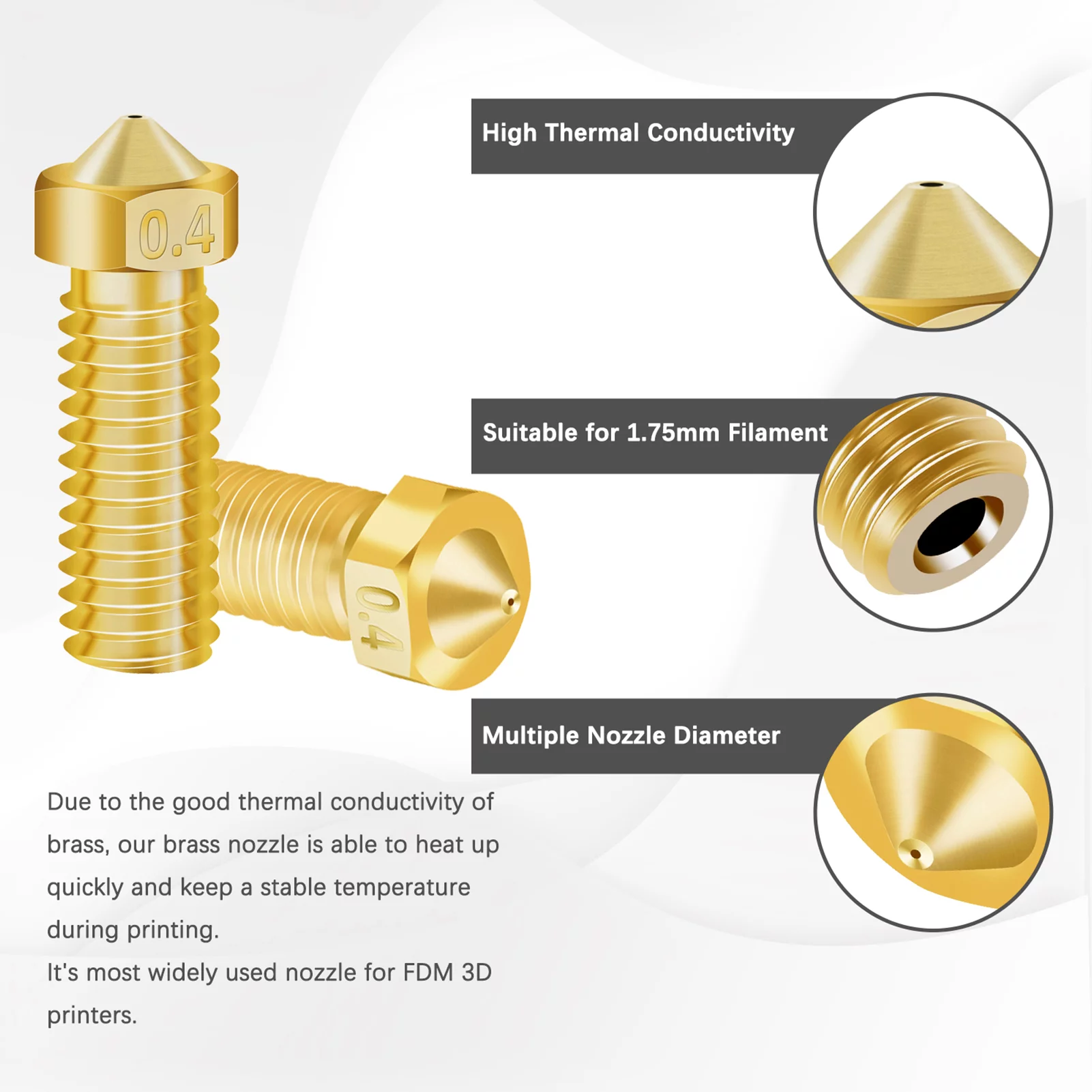 Nozzle,Nozzles 60pcs 0.2/0.3/0.4/0.6/0.8/1.0mm Copper Nozzles Cr-6 Se 3d 0.2/0.3/0.4/0.6/0.8/1.0mm Cr-6 Se 1.75mm 60pcs 0.2/0.3/0.4/0.6/0.8/1.0mm Cr-6 Printer Nozzle Copper Eryue
