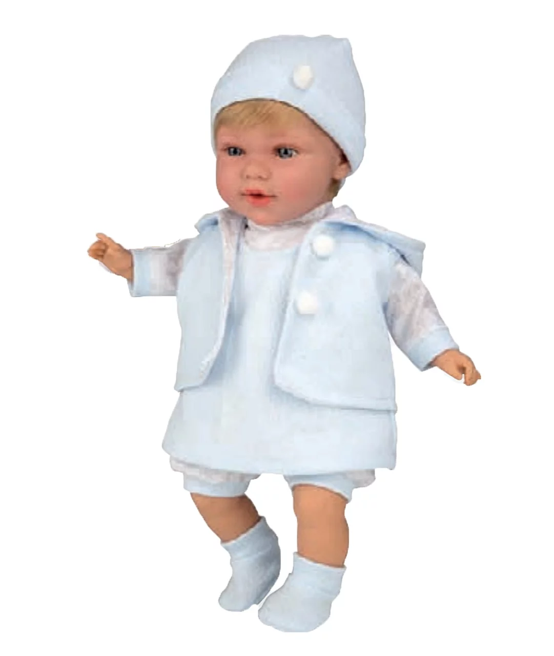 Ann Lauren Dolls 17 Inch Baby Doll with Blue Dress-Blonde Hair Blue Eyes