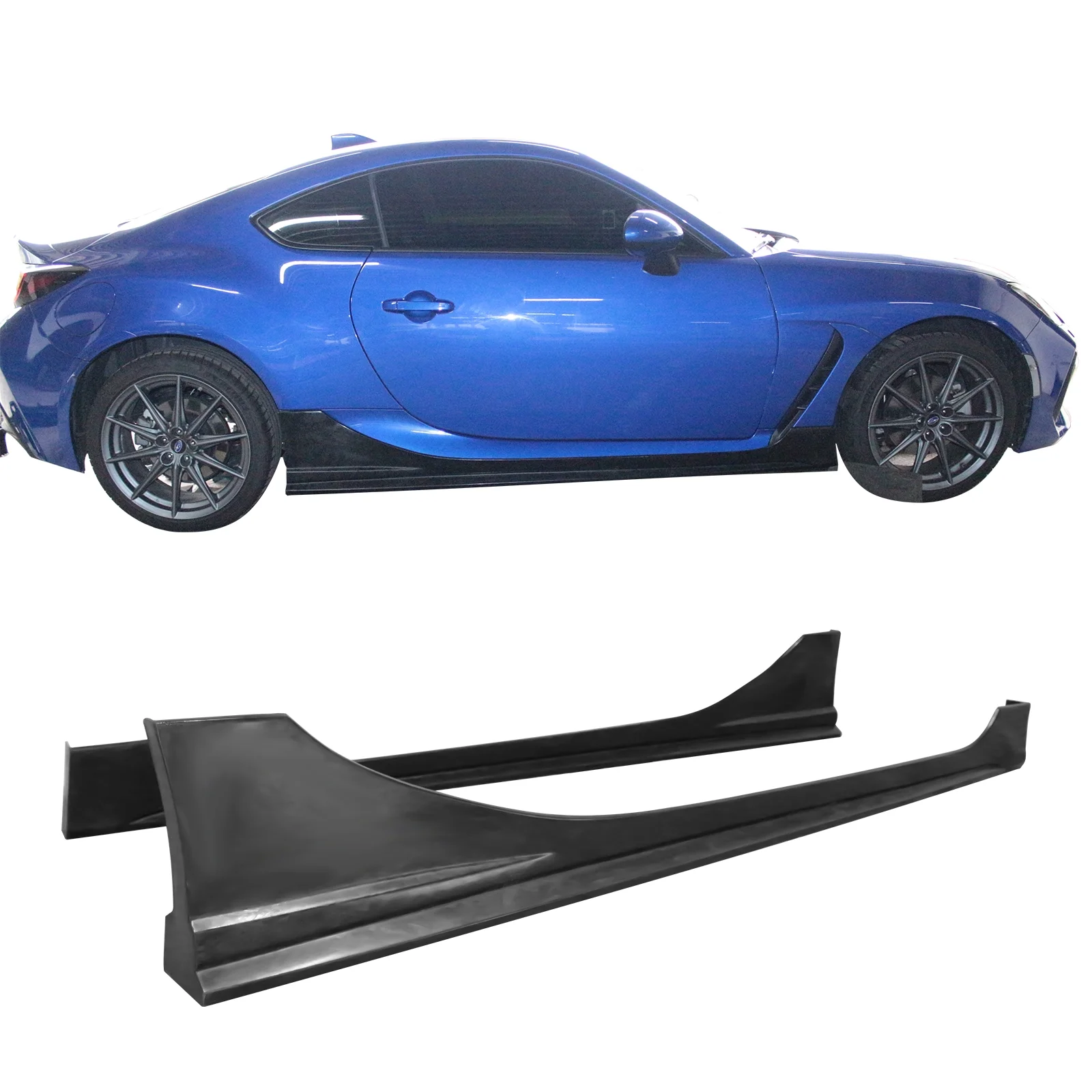 Ikon Motorsports Side Skirts Compatible With 2022-2023 Subaru BRZ & Toyota GR86 Coupe 2-Door IKON Style Unpainted Black PU Rocker Panel Moulding Extension Diffusers Lips 2Pieces