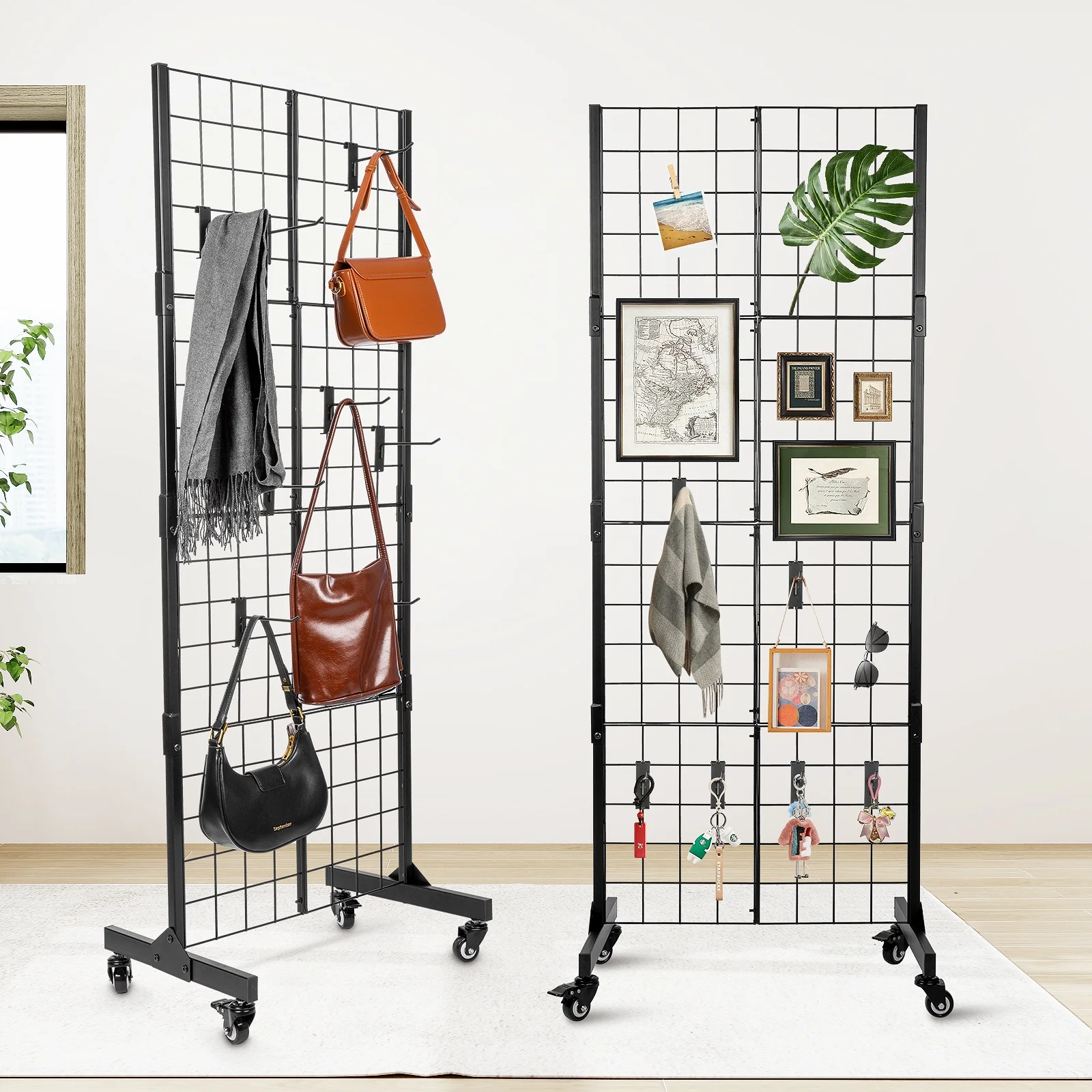 Gridwall Panel Display Stand with 360° Swivel Wheels, 65