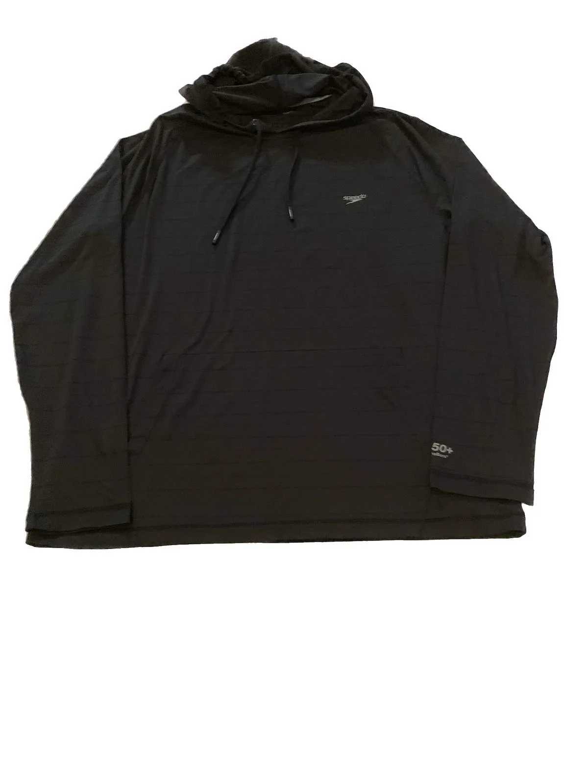 Speedo Men's UPF 50+ Quick Dry 4-Way Stretch Long Sleeve Hoodie (Speedo Black, Large)