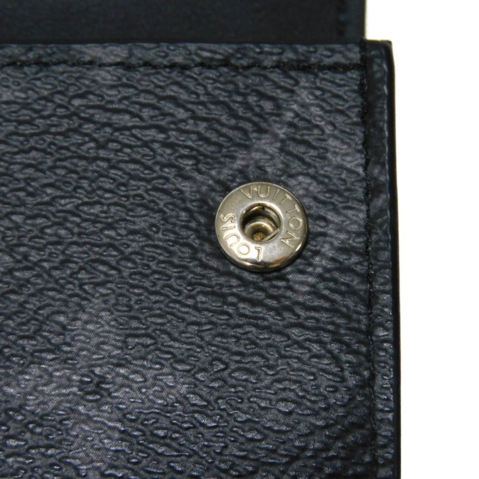 Pre-Owned LOUIS VUITTON Trifold Wallet Discovery Compact W Snap RFID Monogram Eclipse Reverse Noir M45417 Men's Billfold (Good)