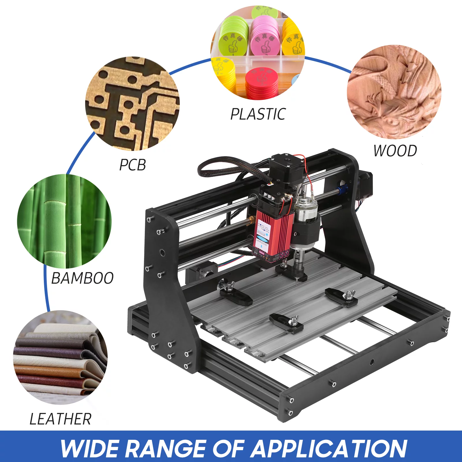30*18 Pro Router Kit GRBL Control 3 with with Offline Controller 10W Module Acrylic PCB PVC Wood Carving Milling Engraving Machine Engraver XYZ Working Area 300x180x40mm (EU Plug)