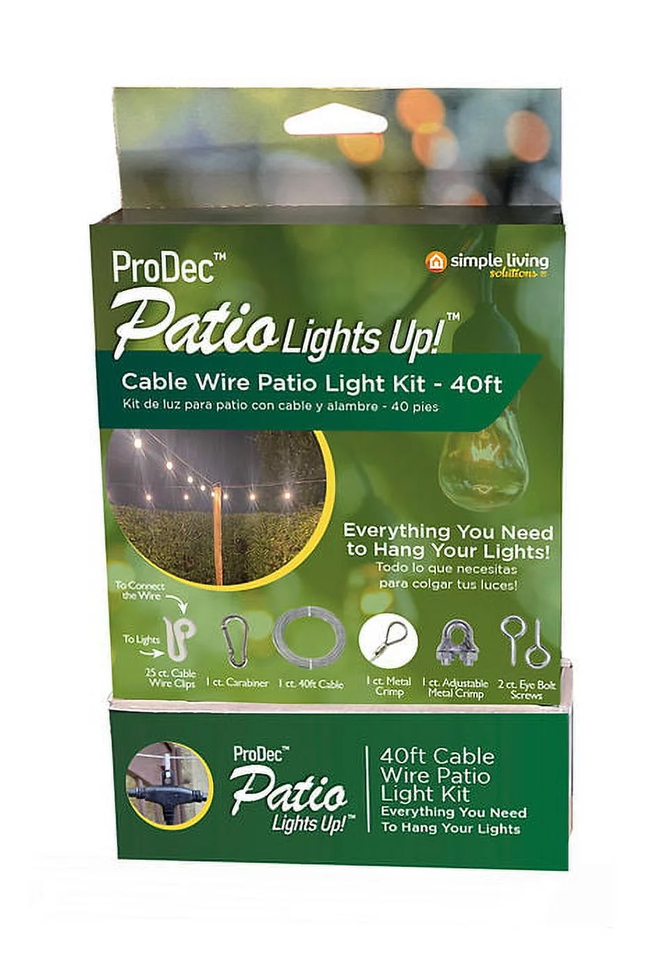 Pro Dec Silver 40' Cable Wire Patio Light Hanging Kit for Outdoor Use by: Simple Living Solutions