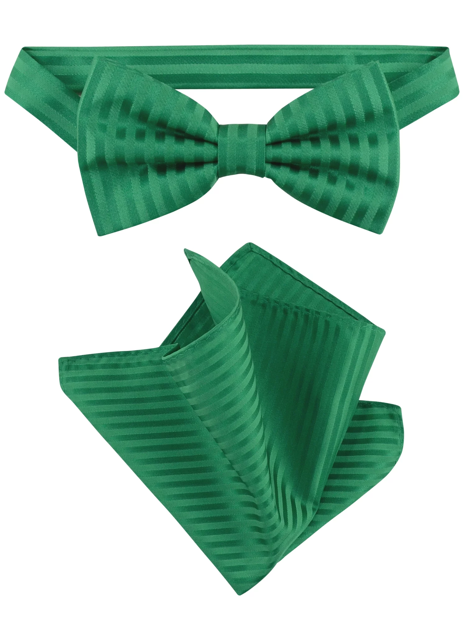 Vesuvio Napoli BowTie Emerald Green Vertical Stripes Mens Bow Tie & Handkerchief