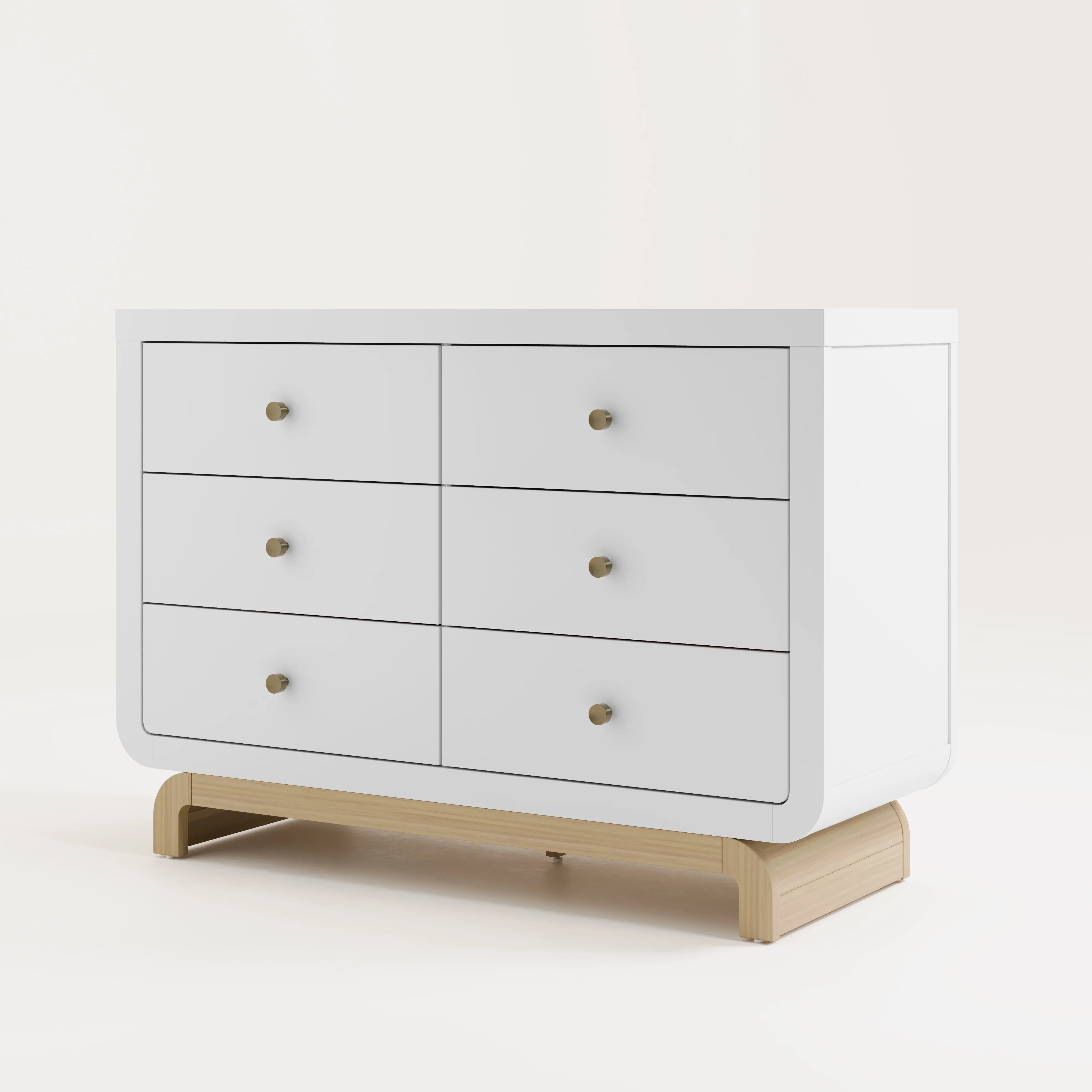 Storkcraft Santorini 6 Drawer Dresser, White with Driftwood
