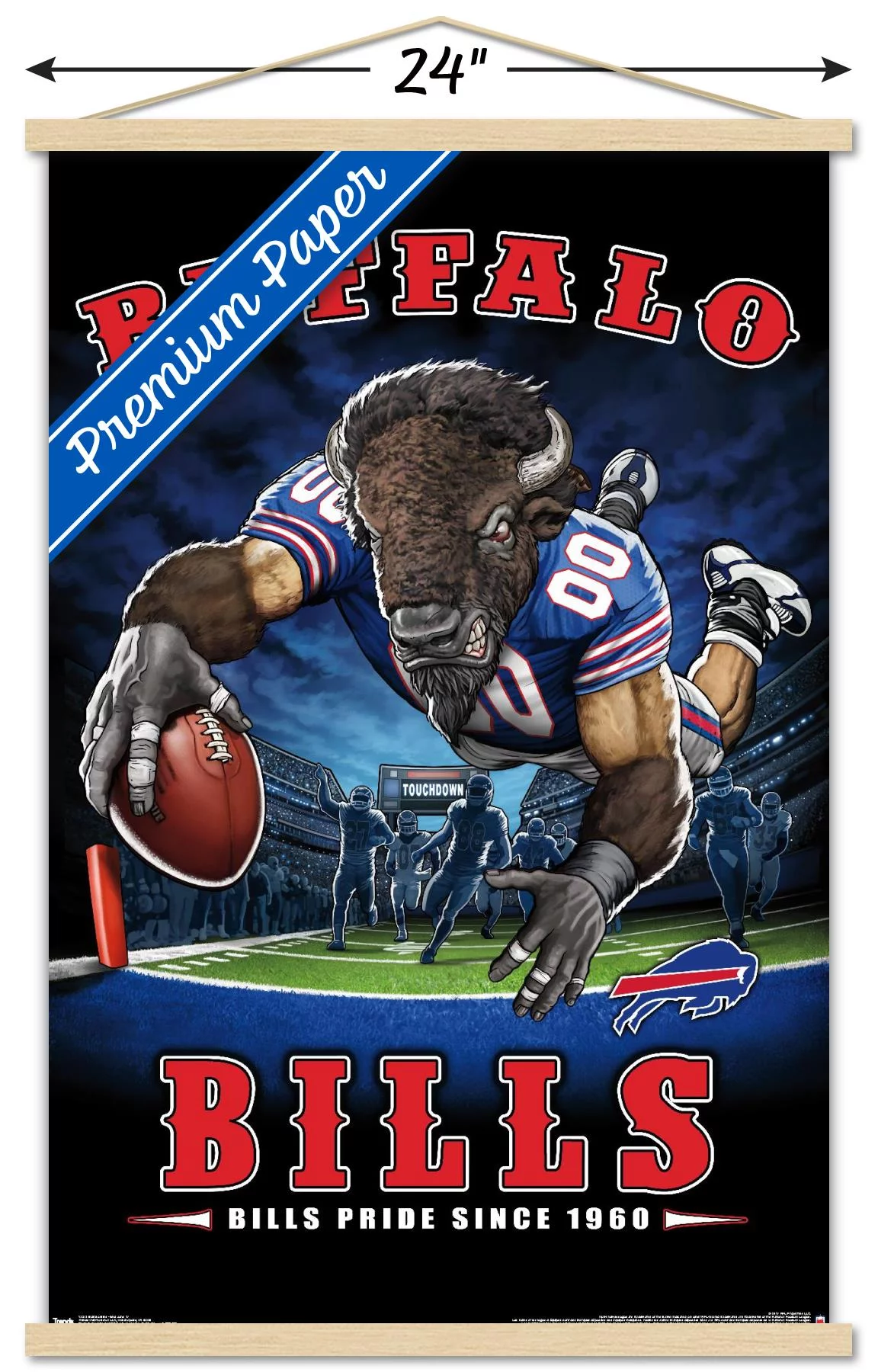 NFL Buffalo Bills - End Zone 17 Wall Poster with Wooden Magnetic Frame, 22.375