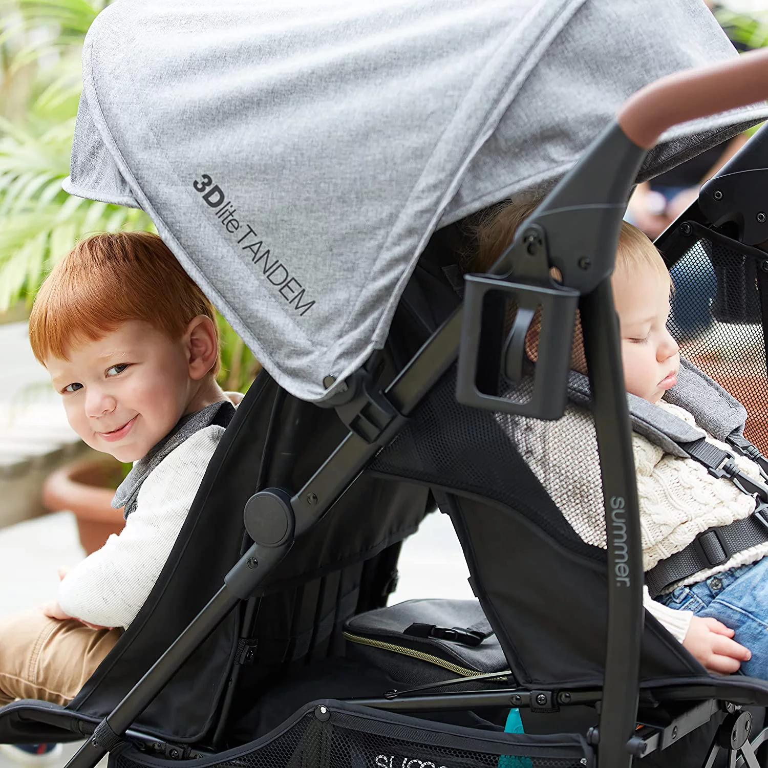 Summer Infant 3Dlite Tandem Double Stroller for Infants & Toddlers, Black