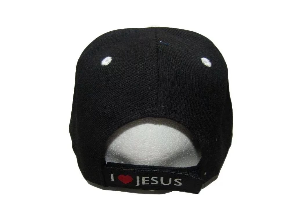 CIA Christians In Action Christian Black Hat Ball Cap I Love Heart Jesus