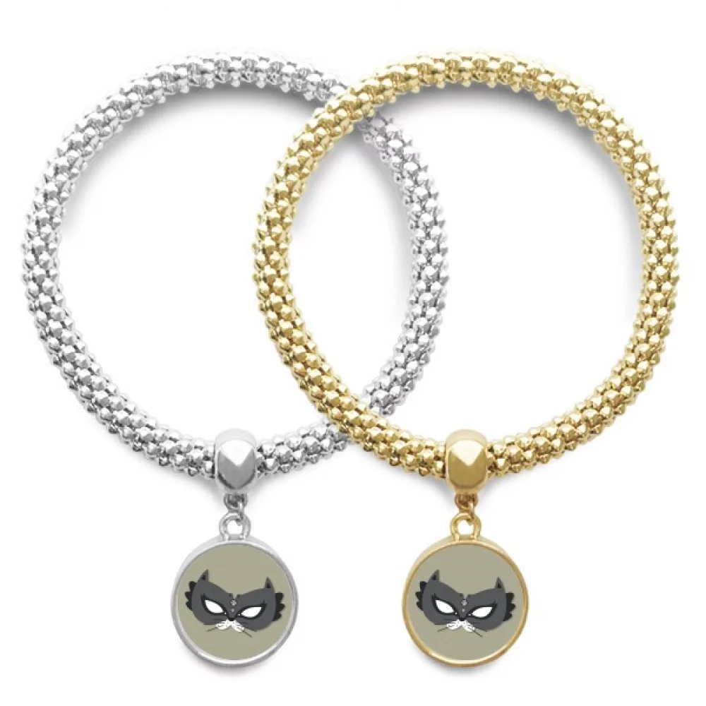 Black Cat Head Happy Carnival Of Venice Lover Bracelet Bangle Pendant Jewelry Couple Chain