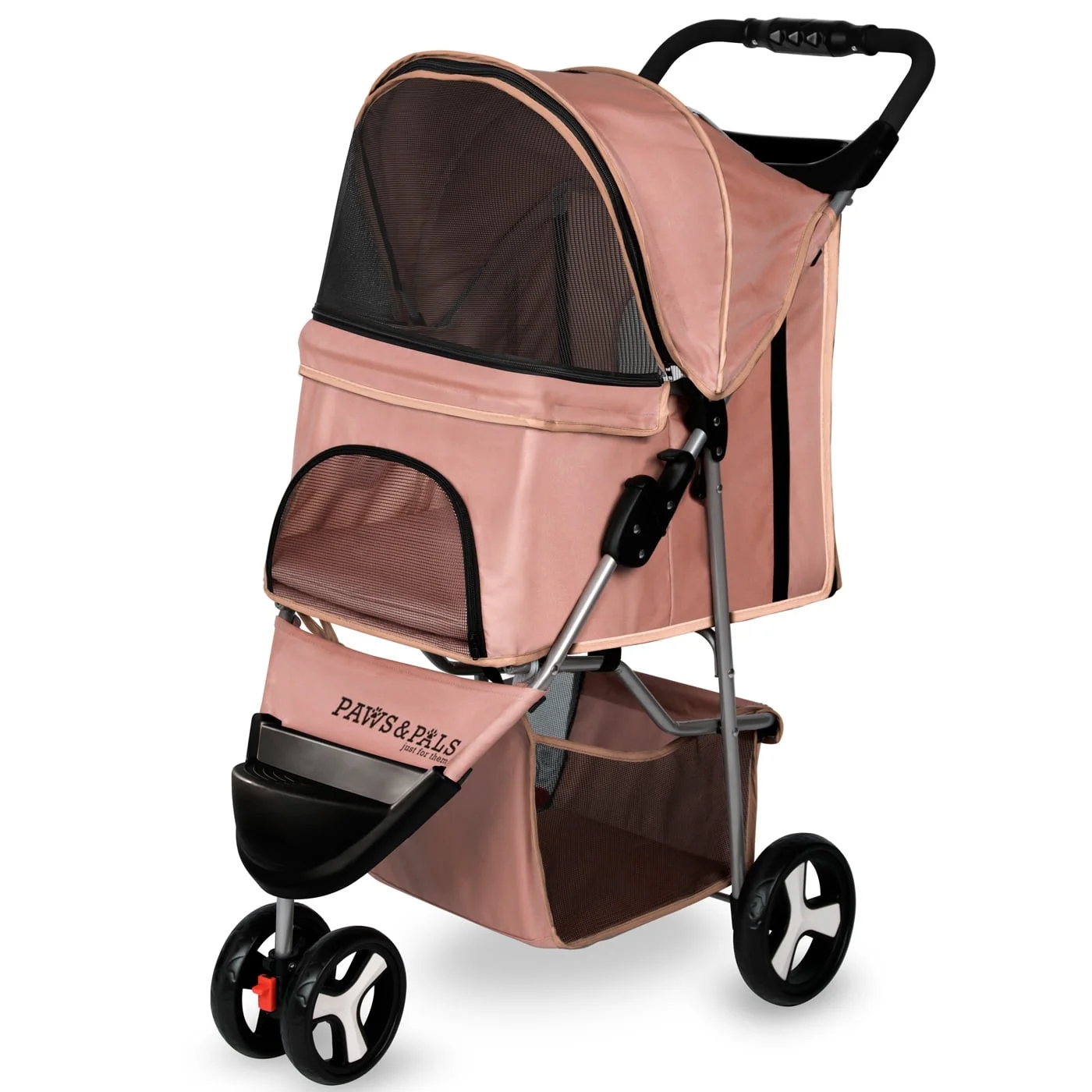 Paws & Pals Dog Stroller 3 Wheels, Pink