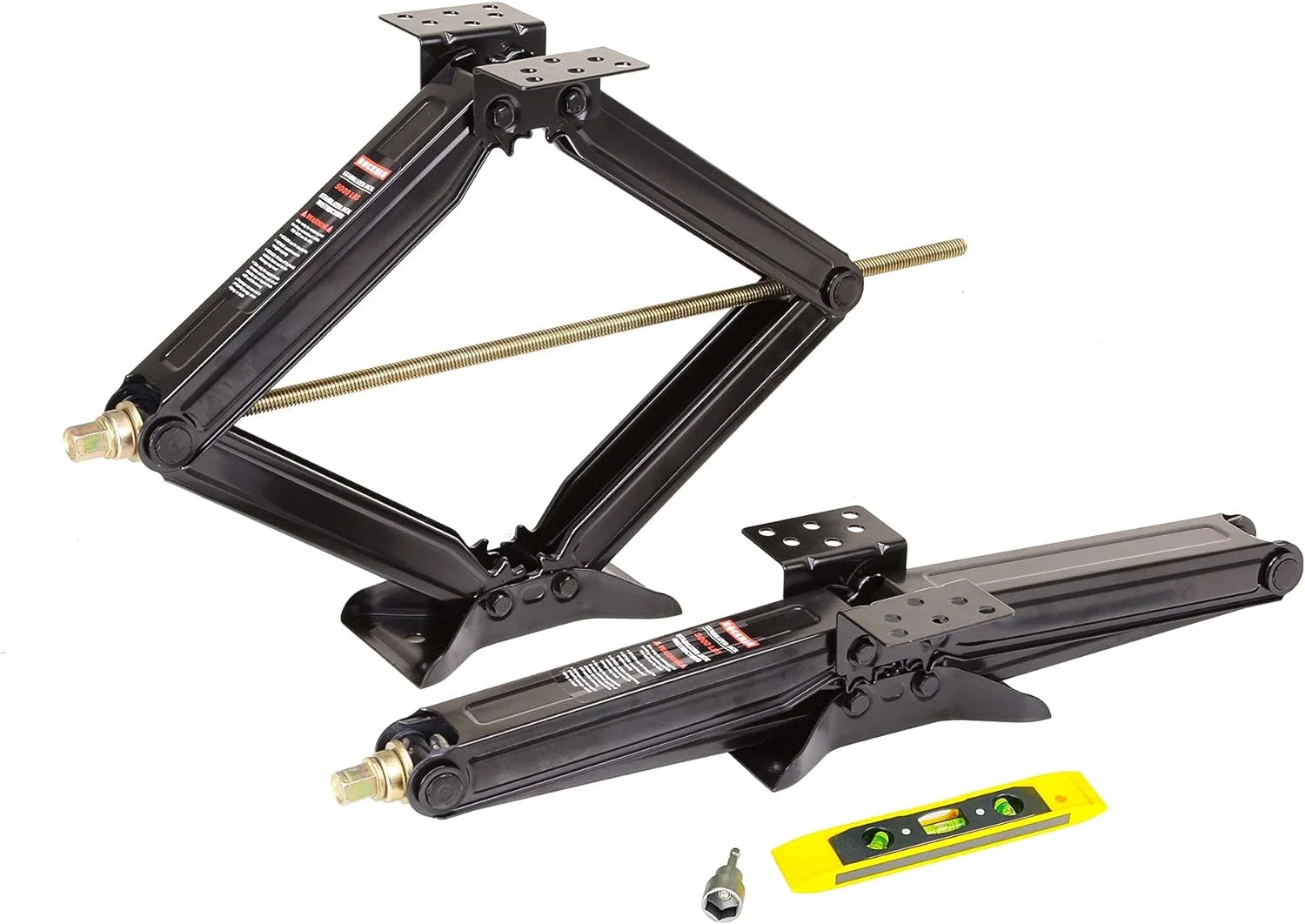 RV Camper Trailer Stabilizer Leveling Scissor Jacks w/Socket & Level 24
