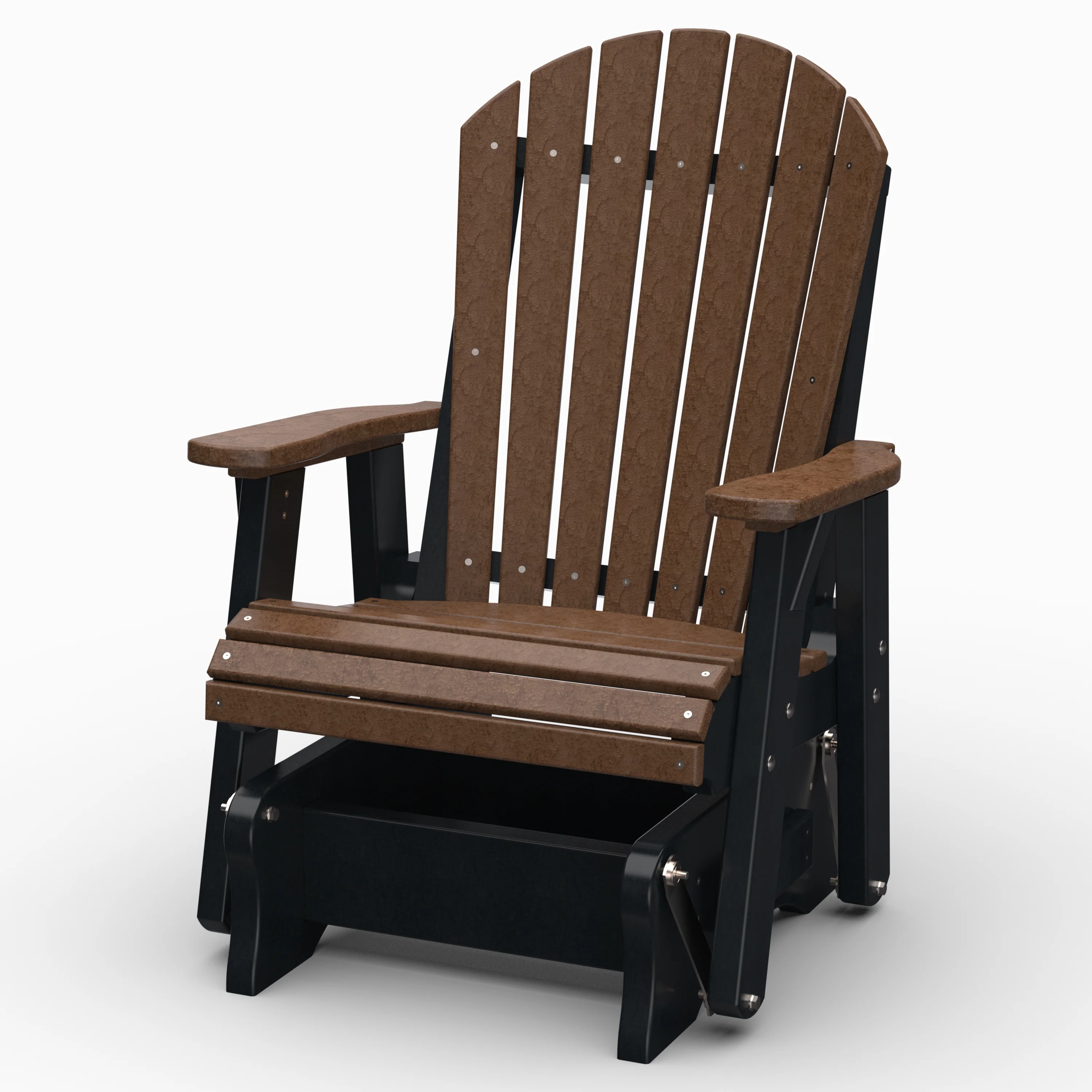 Wildridge Heritage Single Glider, Tudor Brown and Black, Outdoor Weather Resistant Poly Patio Furniture