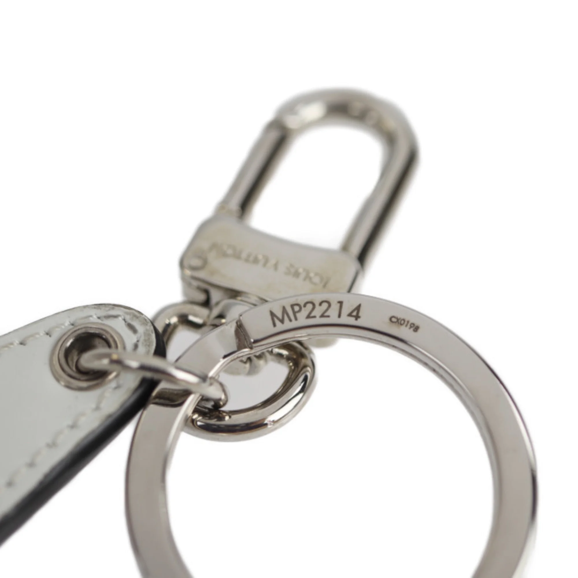 Pre-Owned LOUIS VUITTON Louis Vuitton Porto Clé Mascot Locket Keychain MP2214 Metal Leather Blue Silver White (Good)