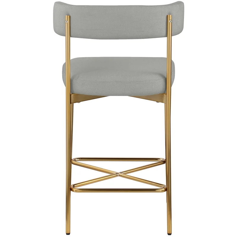 Meridian Furniture Rivage Light Grey Linen Textured Fabric Stool (Set of 2)