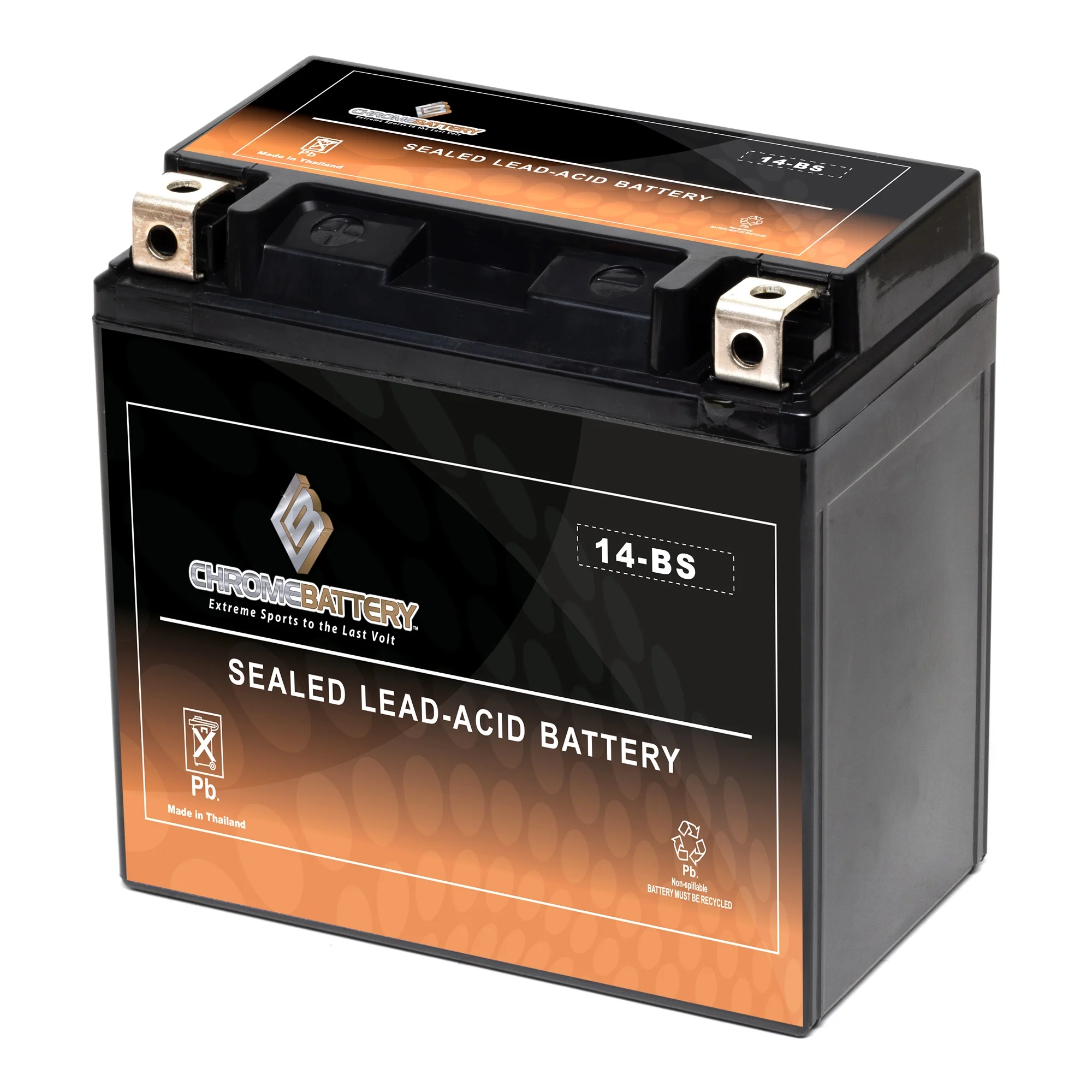 Chrome Battery YTX14-BS (14-BS 12 Volt,12 Ah, 200 CCA) Scooter Battery for Suzuki 650cc An650 Burgman 2006
