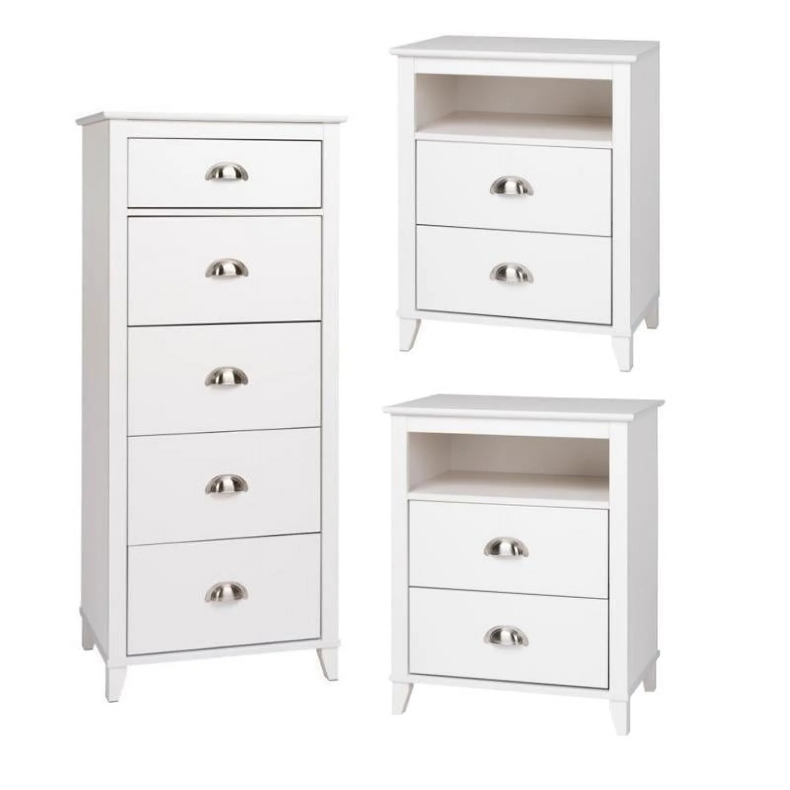 Home Square 3-Piece Set with 2 2-Drawer Nightstands & 5-Drawer Lingerie Chest