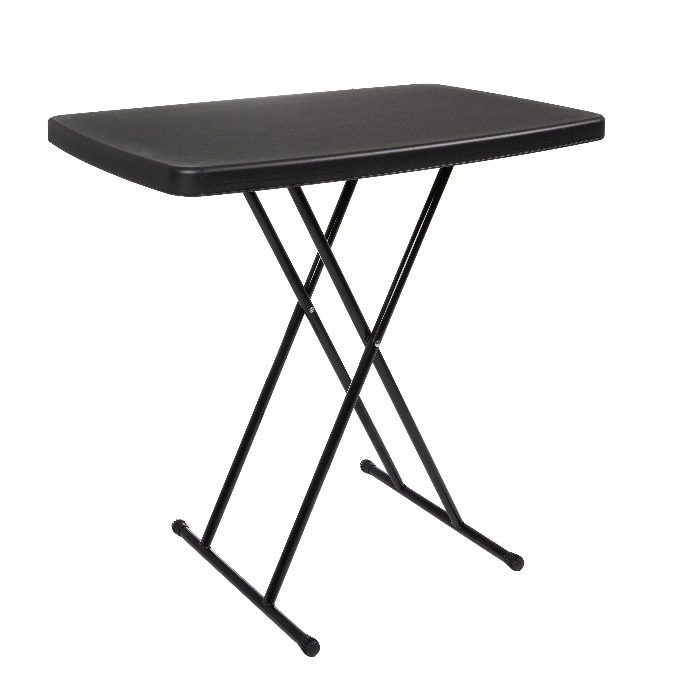 Everyday Home Adjustable Folding Table for Camping, Cards and Crafts, Black