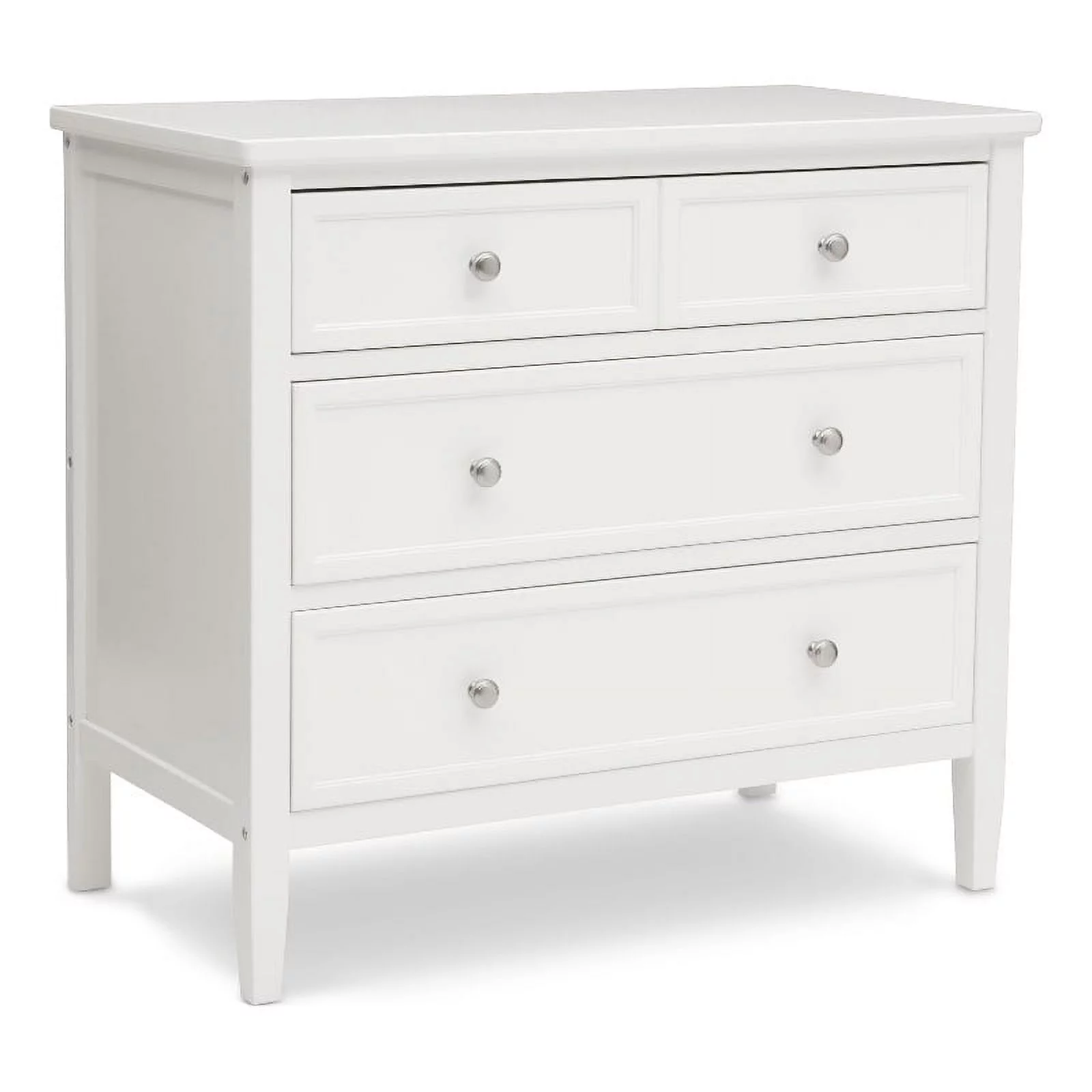 Pemberly Row 3-Drawer Engineered Wood and Metal Dresser in Bianca White