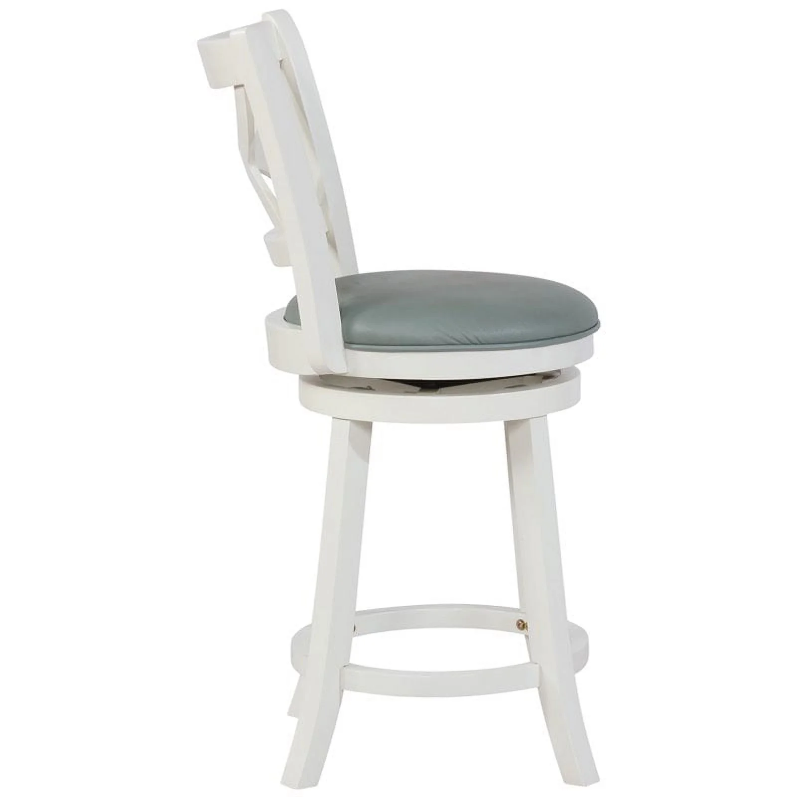 Home Square 3 Piece Swivel Wood Counter Stool Set with PU Seat in Cream
