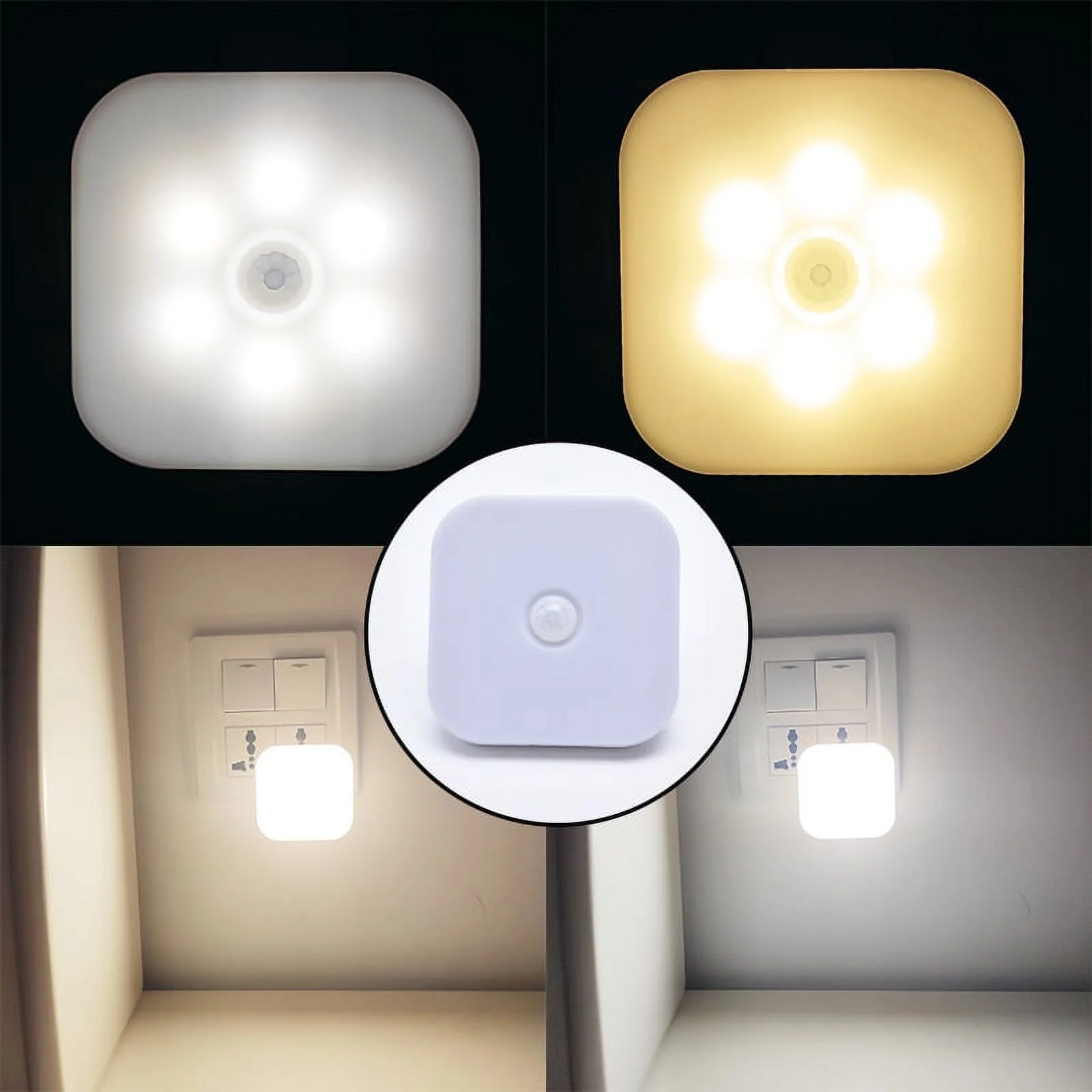 Night Light With EU Plug Smart Motion Sensor LED Wall Plug Lamp Bedside Lamp
