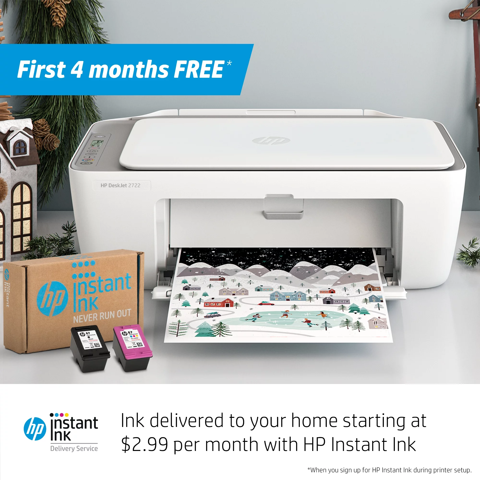 HP DeskJet 2722 All-in-One Printer, White