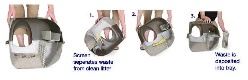 Omega Paw Roll’n Clean Self Cleaning Litter Box with Slide-Out Tray and Durable Construction (Regular, Brown)