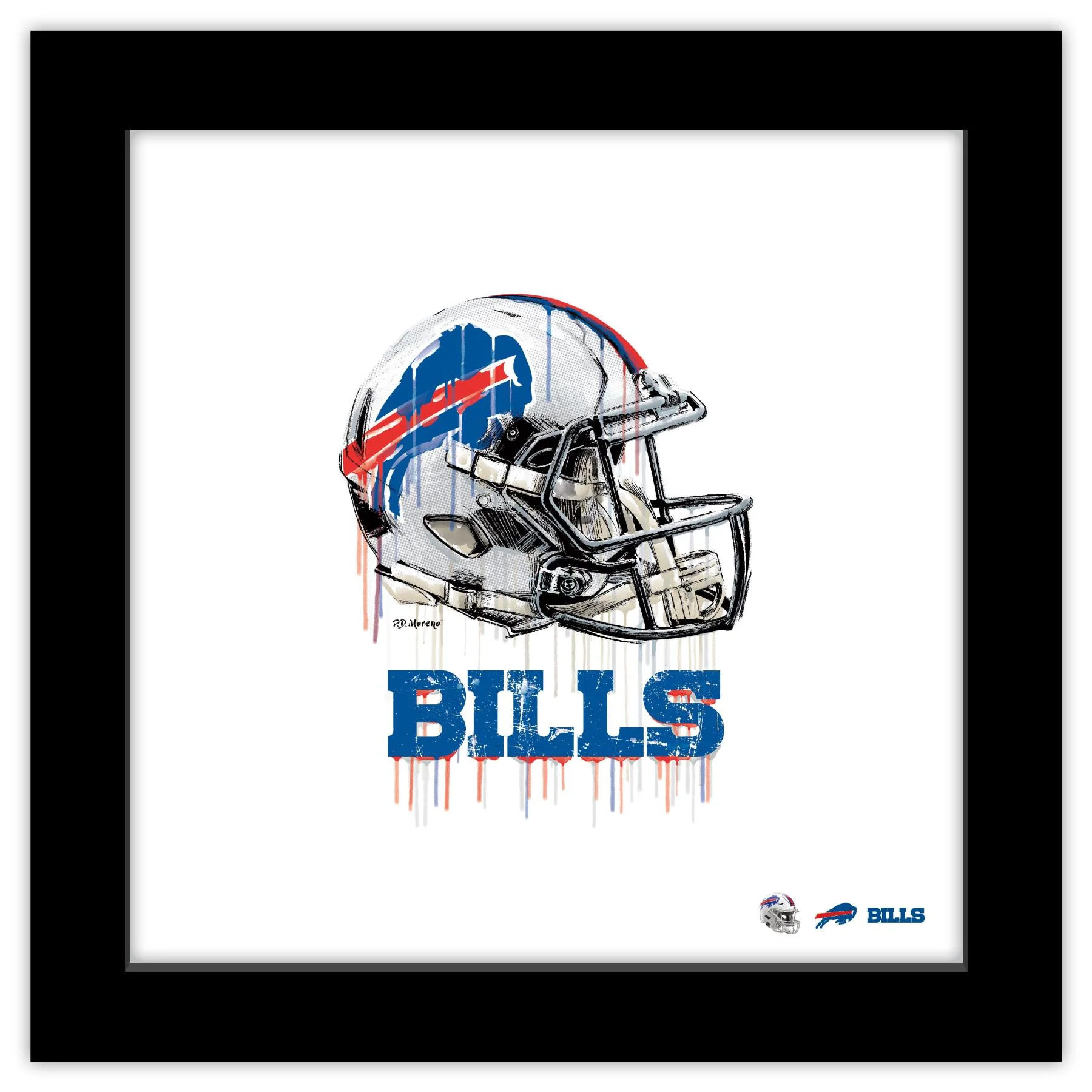 Gallery Pops NFL Buffalo Bills - Drip Helmet Wall Art, Black Framed Version, 12